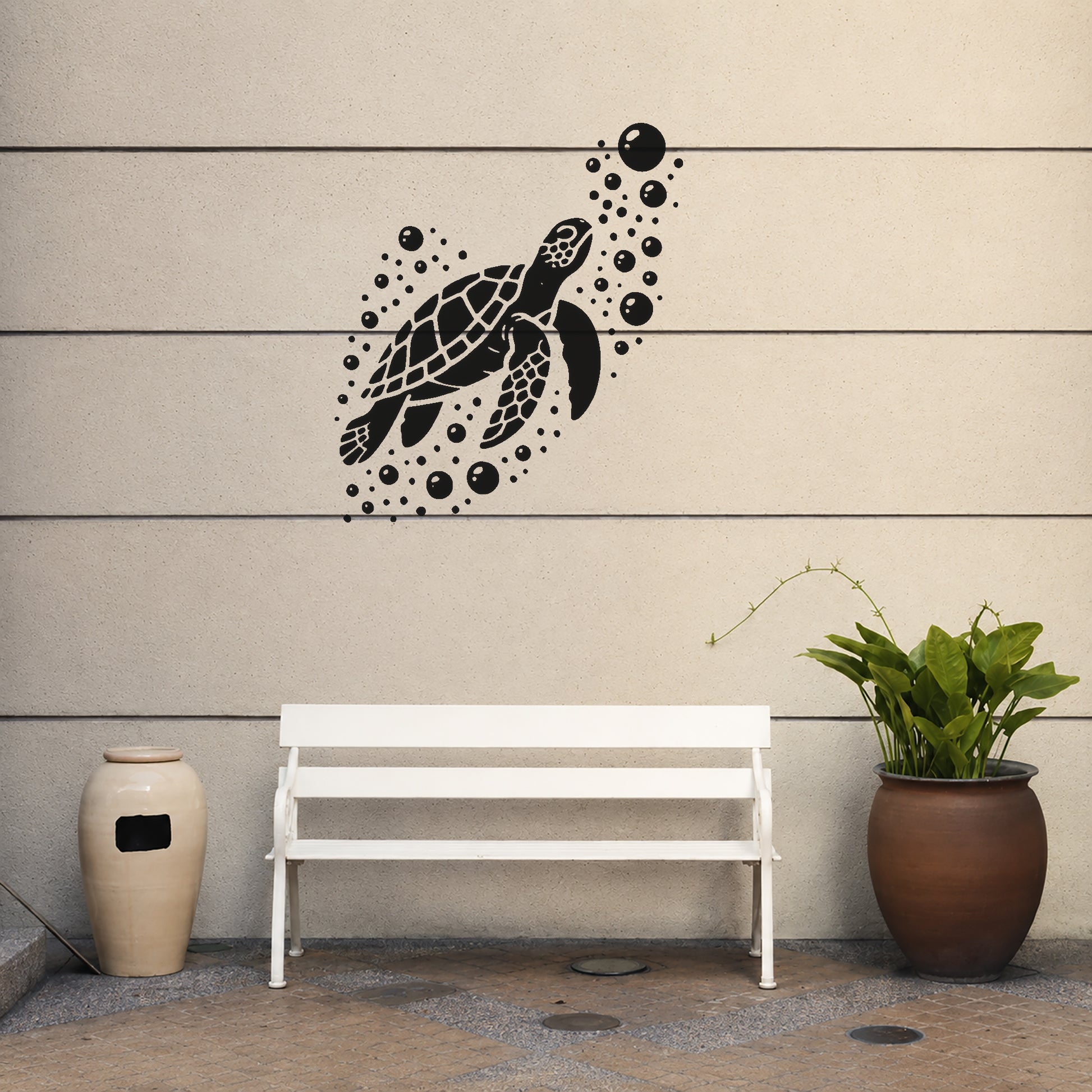 Swimming Sea Turtle with Bubbles Reusable Mylar Stencil for Art and DIY Crafts Template