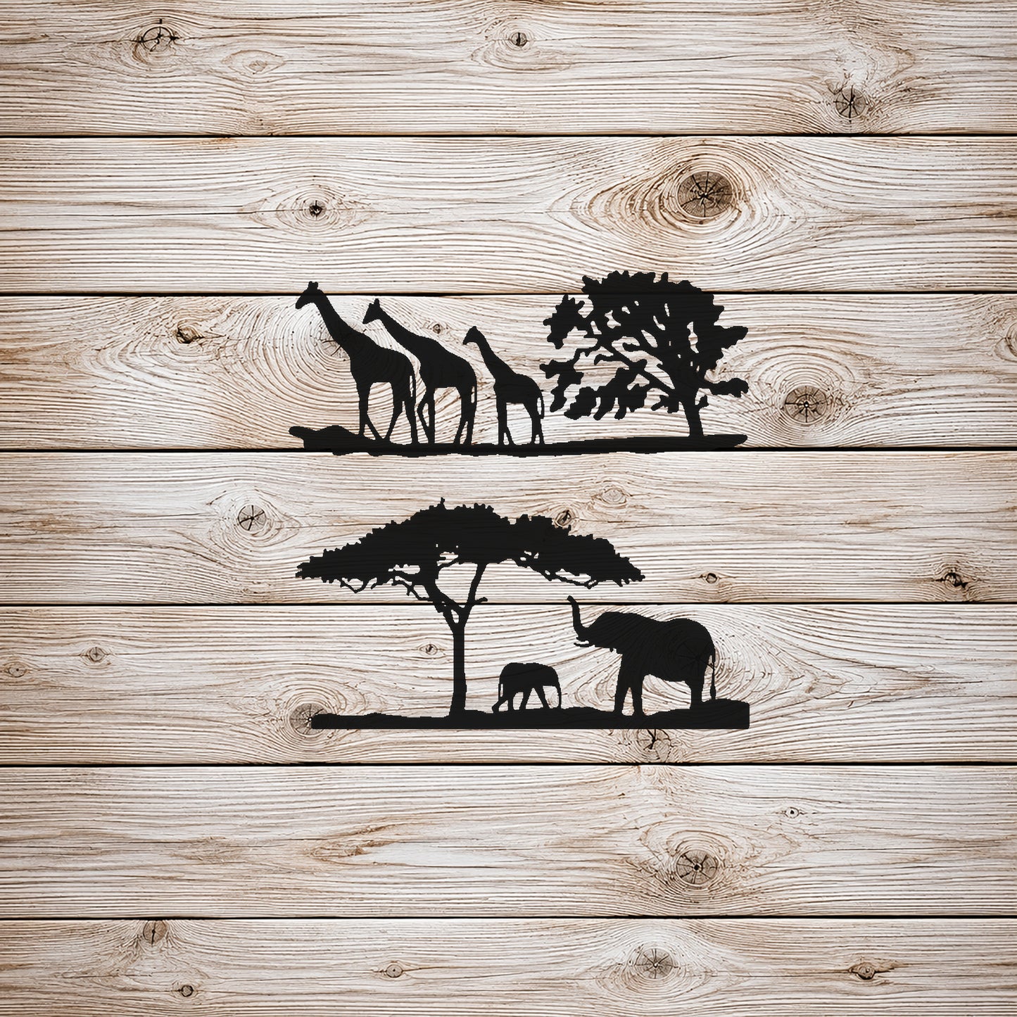 Three Walking Giraffes with Trees Reusable Mylar Stencil for Art and DIY Crafts Template