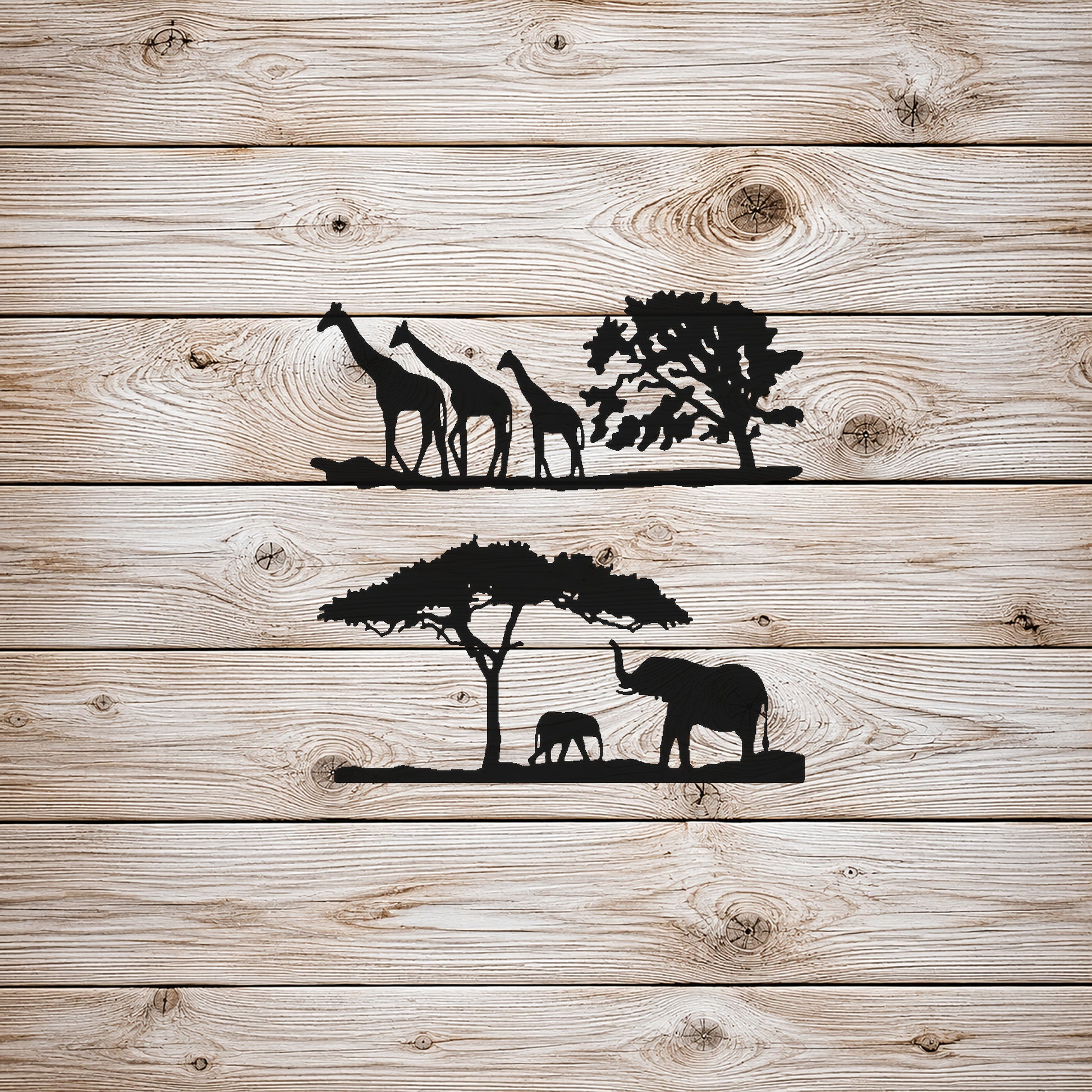 Three Walking Giraffes with Trees Reusable Mylar Stencil for Art and DIY Crafts Template