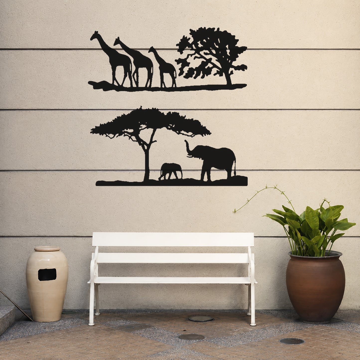 Three Walking Giraffes with Trees Reusable Mylar Stencil for Art and DIY Crafts Template
