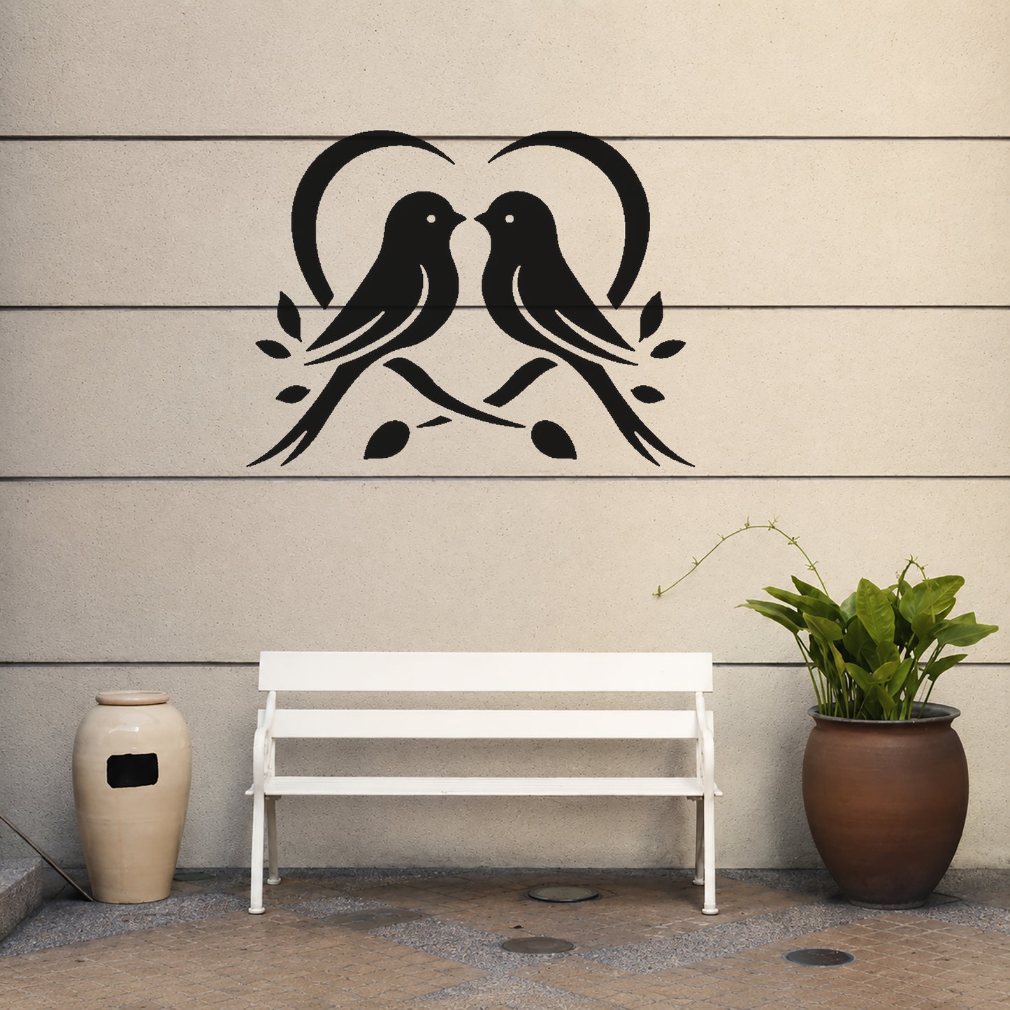 Two Birds Facing Each Other Reusable Mylar Stencil for Art and DIY Crafts Template