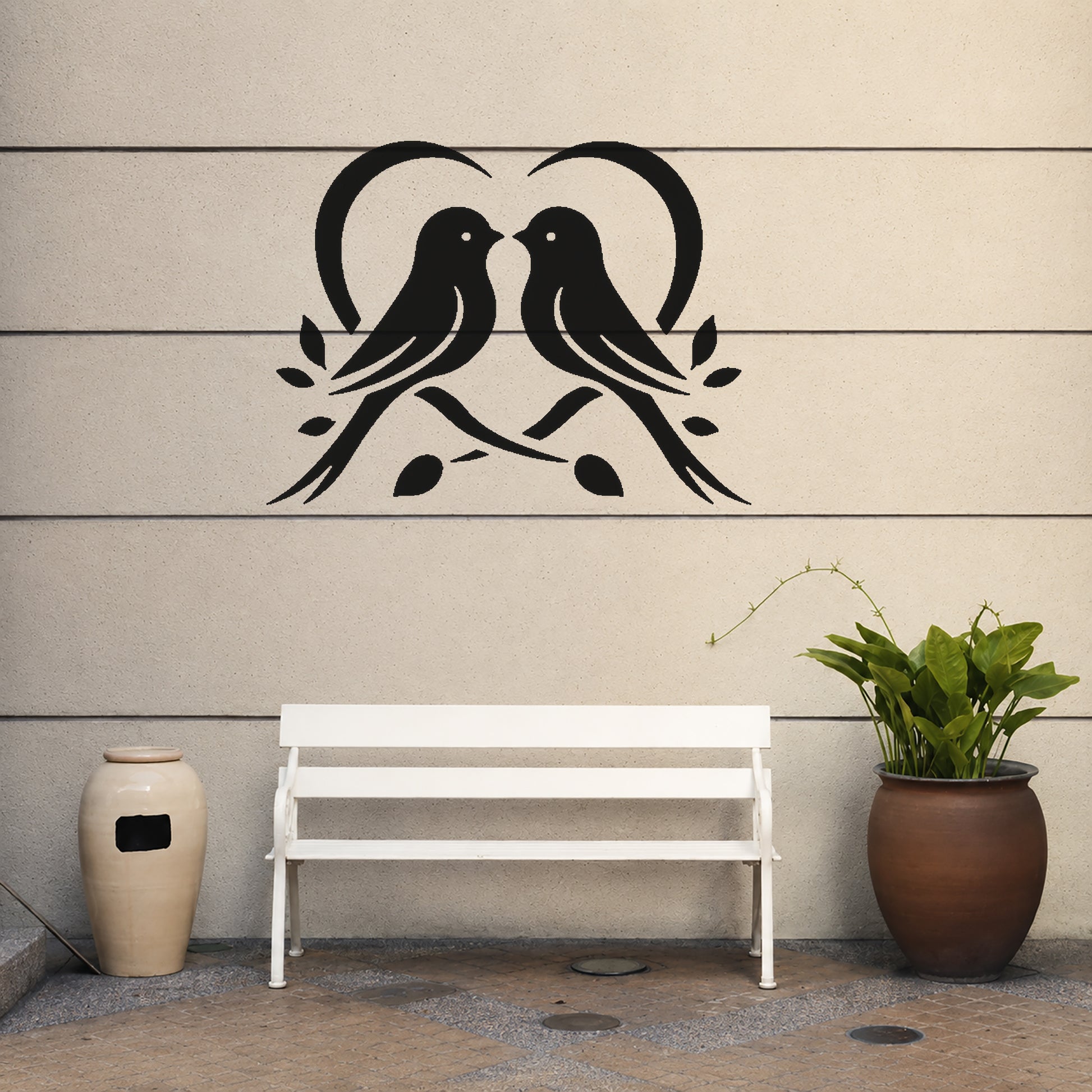 Two Birds Facing Each Other Reusable Mylar Stencil for Art and DIY Crafts Template