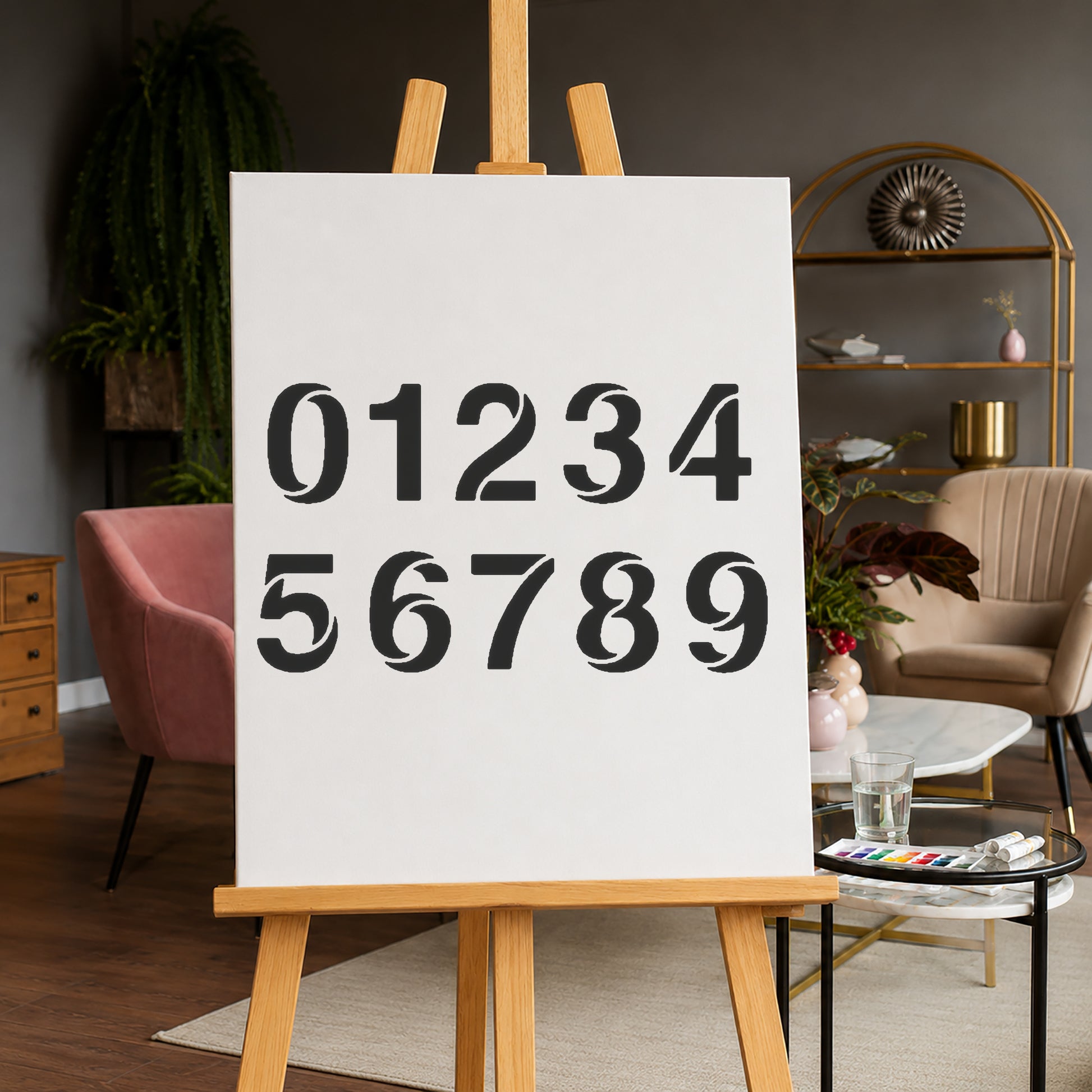 Reusable Mylar Stencil - Zero-One-Two-Three-Four-Five-Six-Seven for DIY Crafts & Home Decor Template