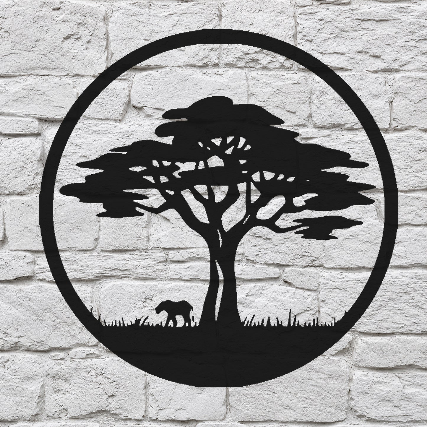 Acacia Tree with Elephant Stencil for Art, Home Decor, DIY Crafts, Unique Gifts Template