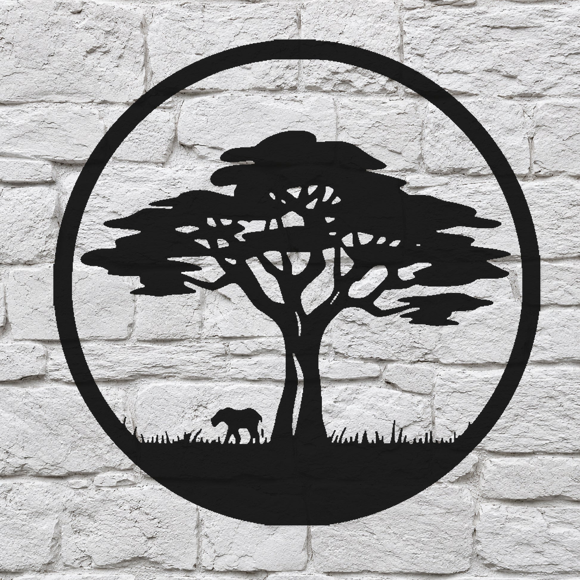 Acacia Tree with Elephant Stencil for Art, Home Decor, DIY Crafts, Unique Gifts Template