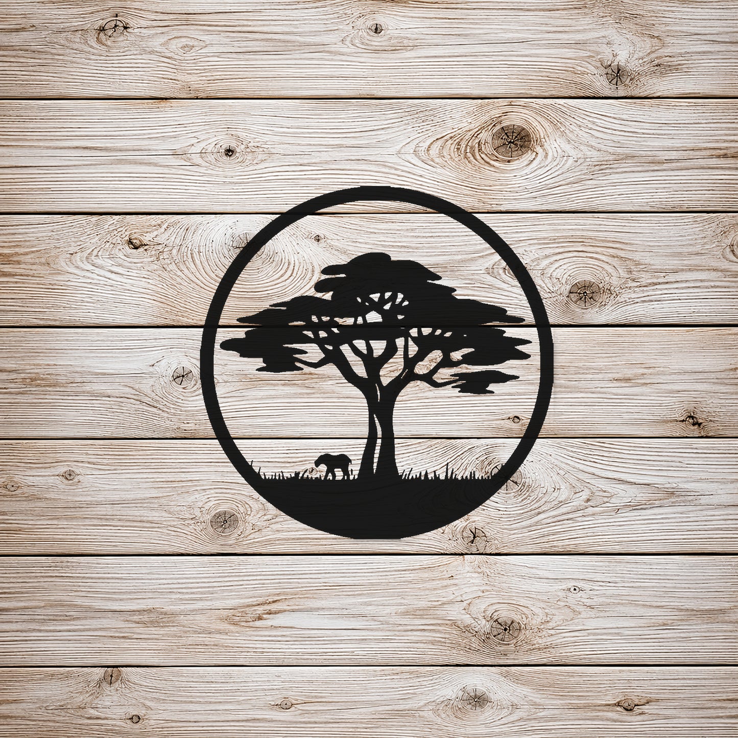Acacia Tree with Elephant Stencil for Art, Home Decor, DIY Crafts, Unique Gifts Template