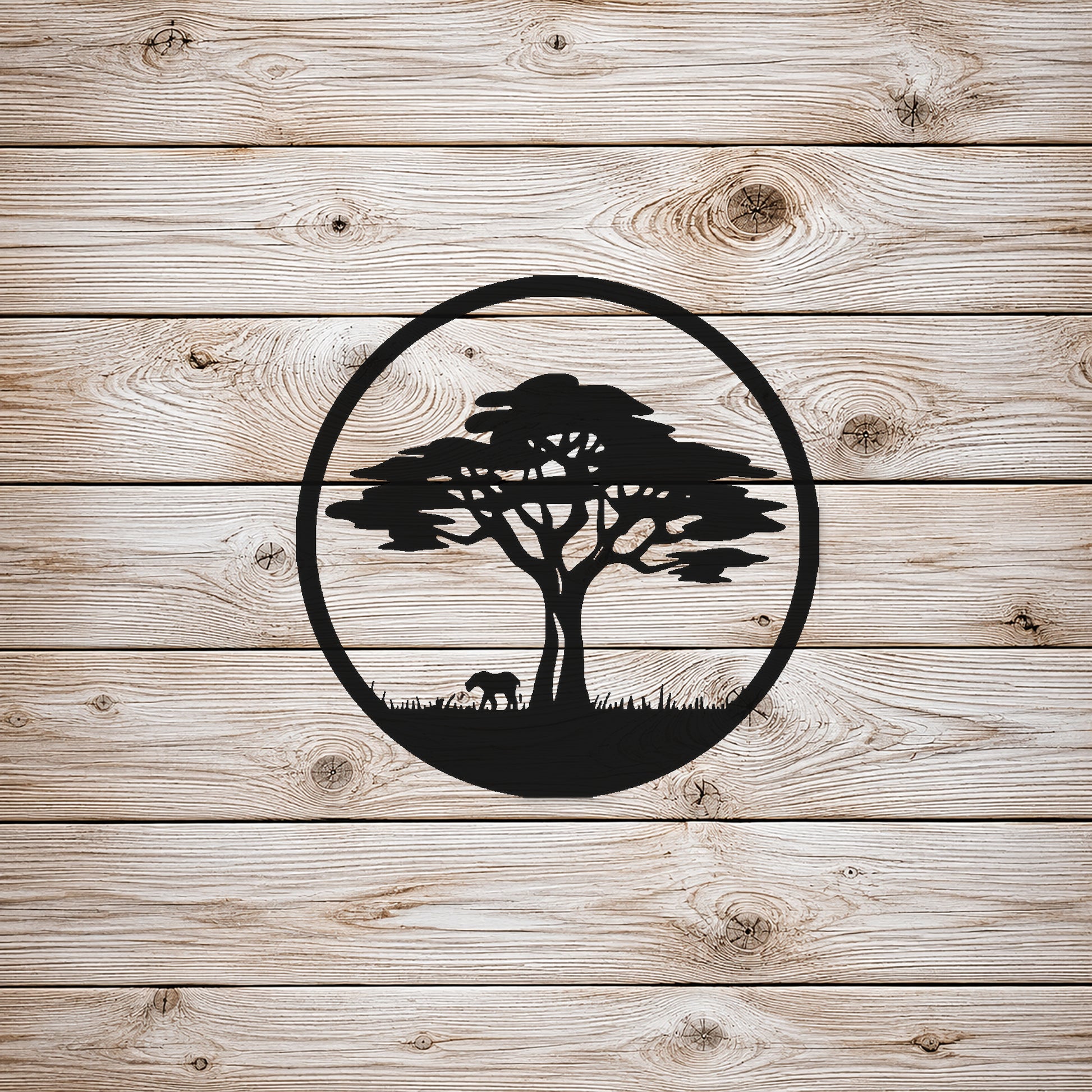 Acacia Tree with Elephant Stencil for Art, Home Decor, DIY Crafts, Unique Gifts Template