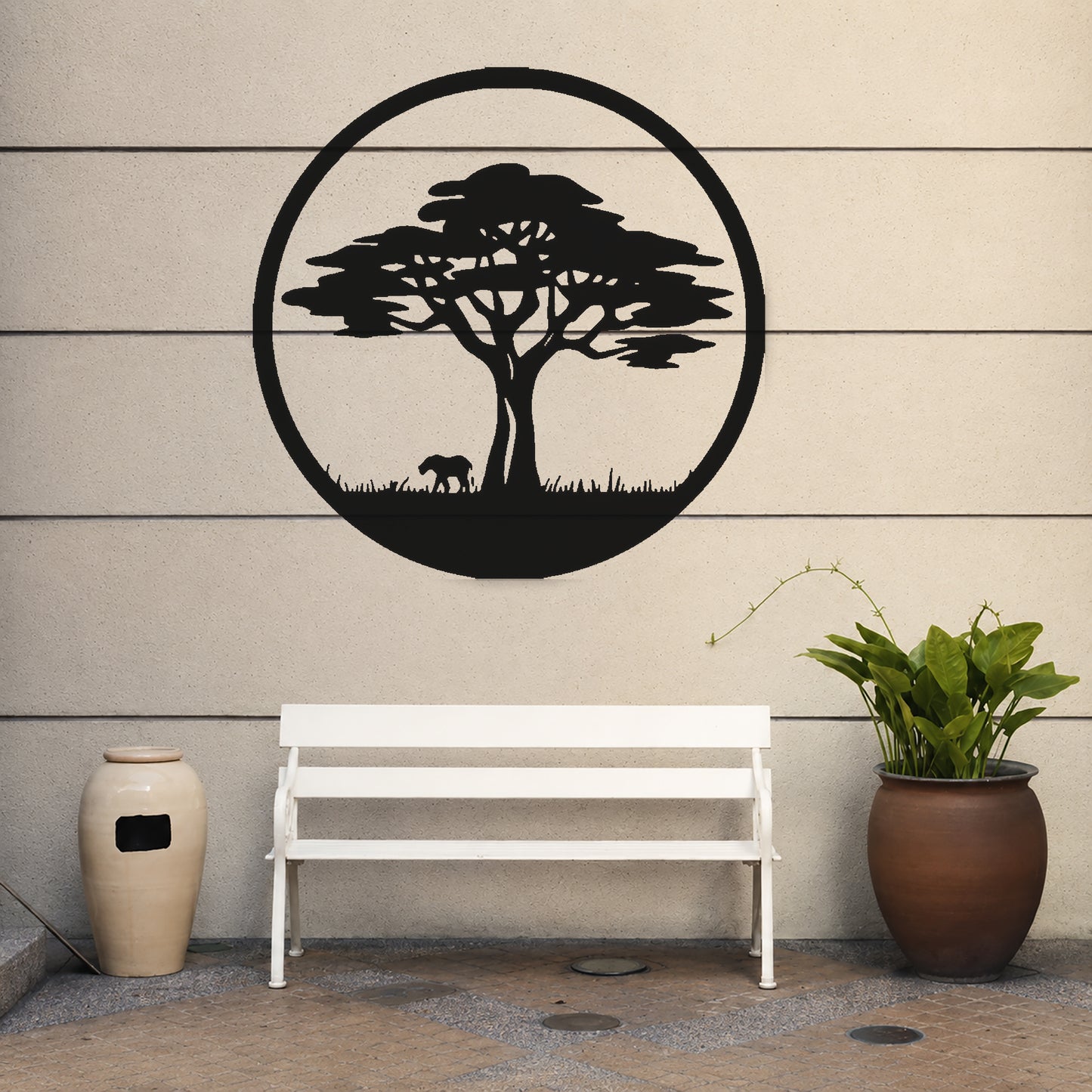 Acacia Tree with Elephant Stencil for Art, Home Decor, DIY Crafts, Unique Gifts Template
