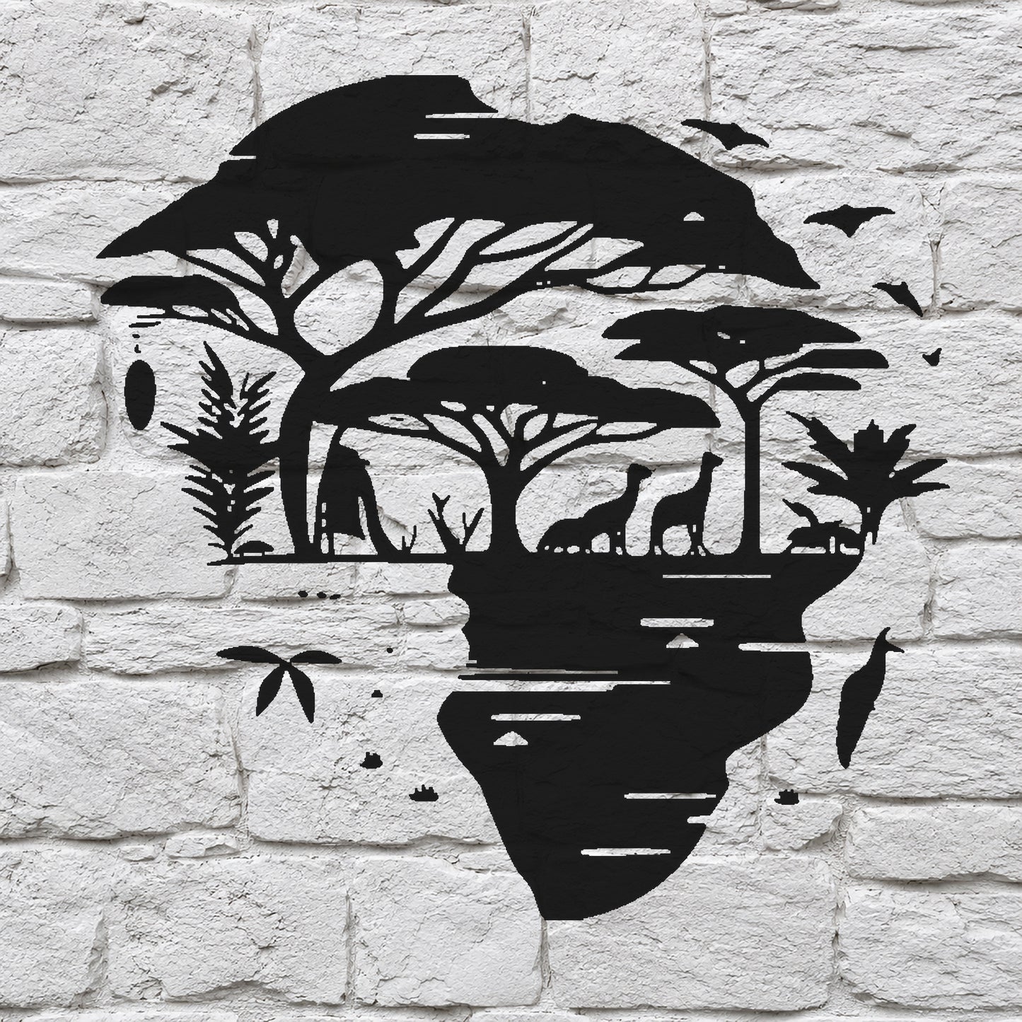 Africa Shaped Landscape with Animals Reusable Mylar Stencil for Art and DIY Crafts Template