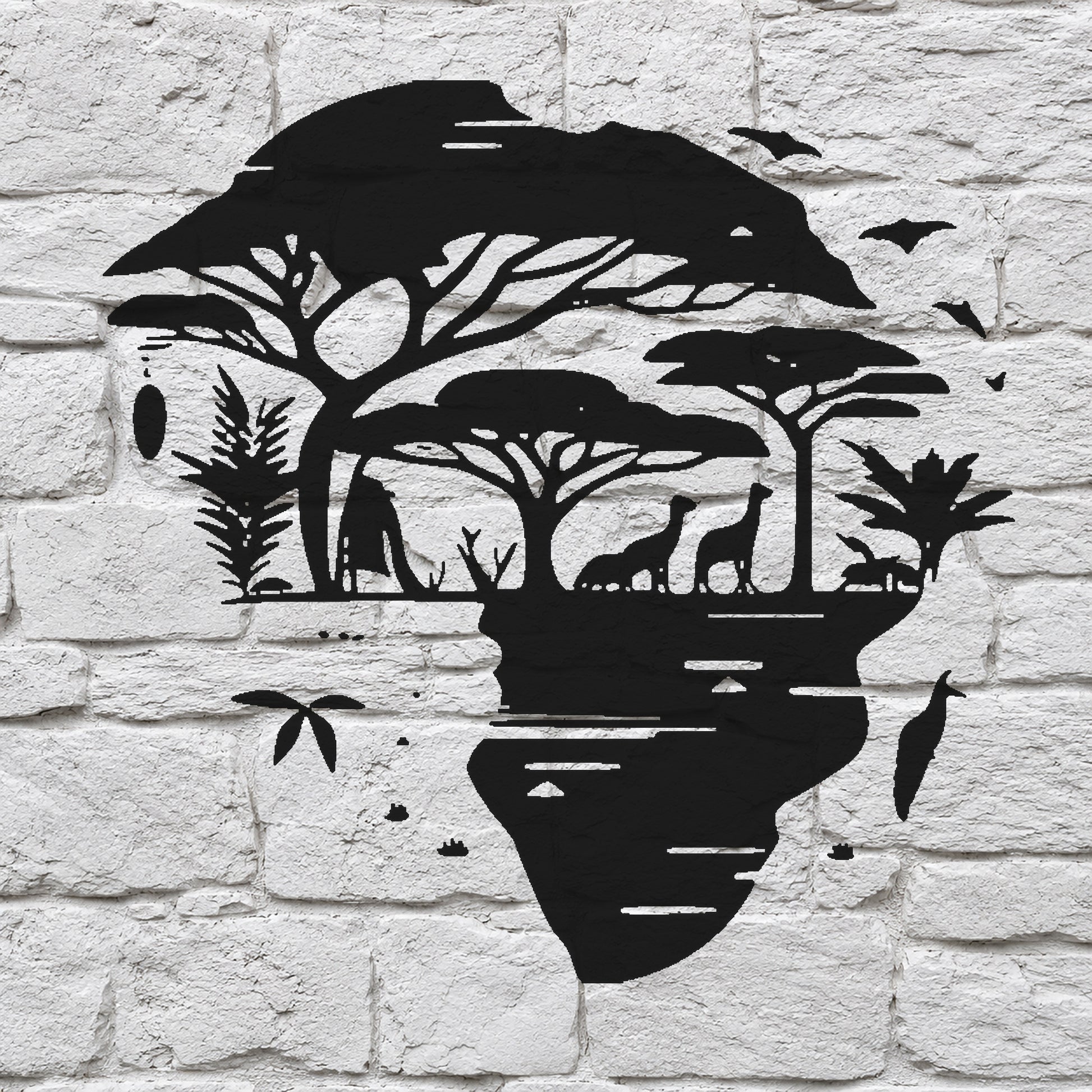 Africa Shaped Landscape with Animals Reusable Mylar Stencil for Art and DIY Crafts Template