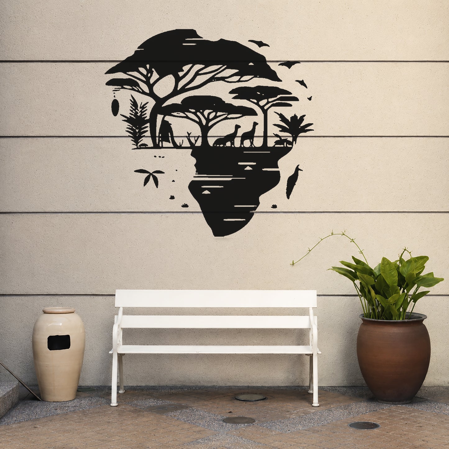 Africa Shaped Landscape with Animals Reusable Mylar Stencil for Art and DIY Crafts Template