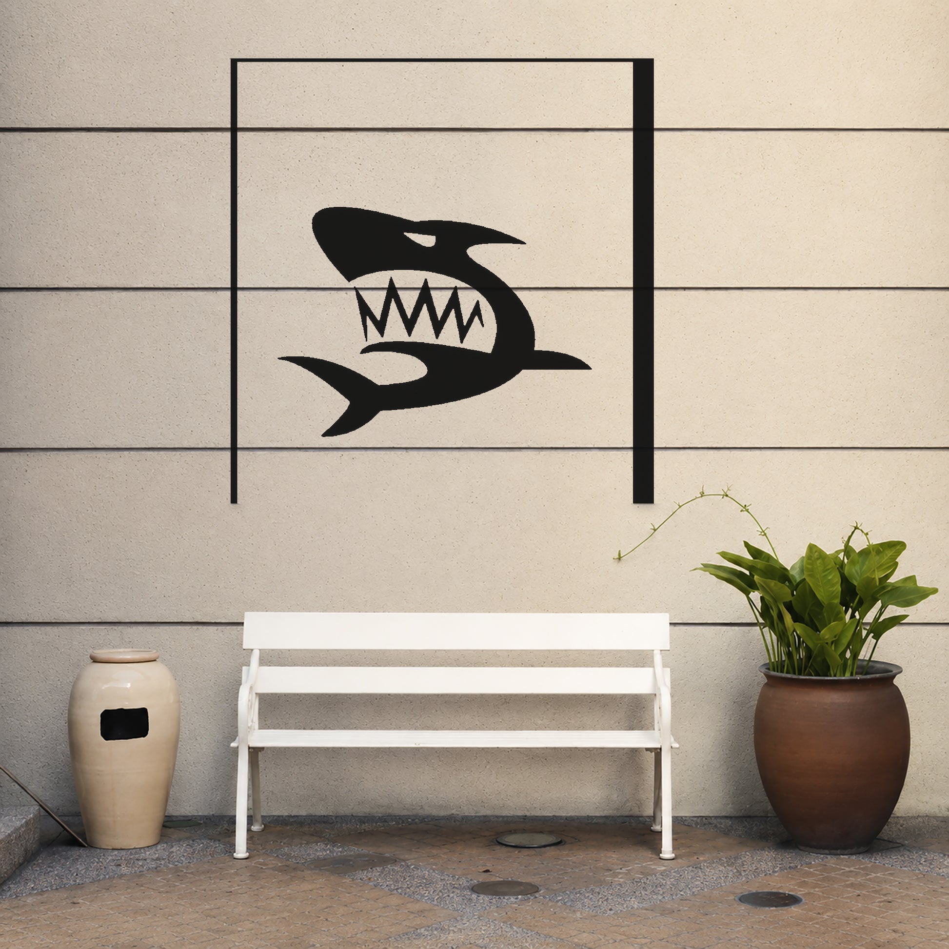 Angry Shark Head with Teeth Reusable Mylar Stencil for Art and DIY Crafts Template