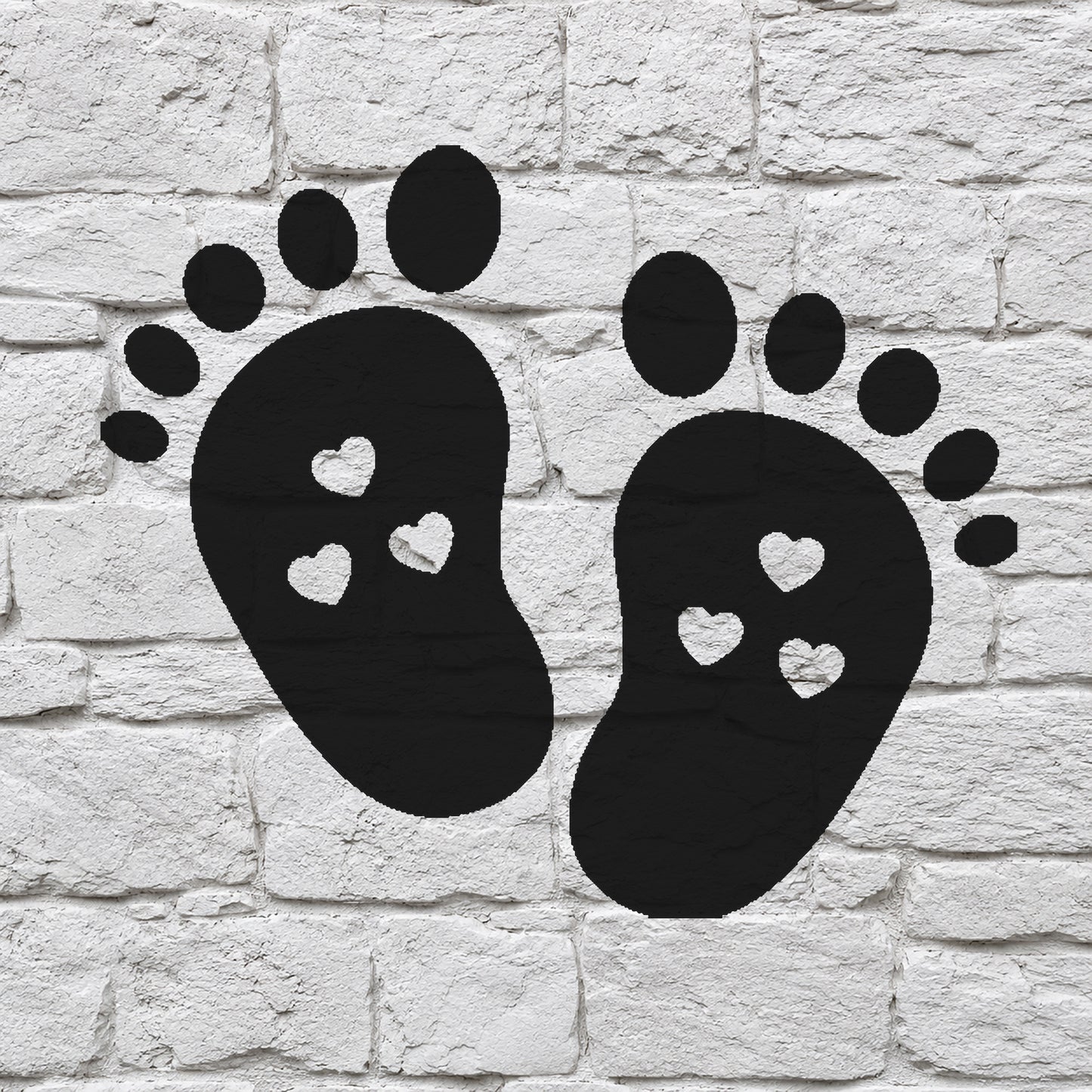 Baby Footprints with Heart Cutouts Reusable Mylar Stencil for Art and DIY Crafts Template