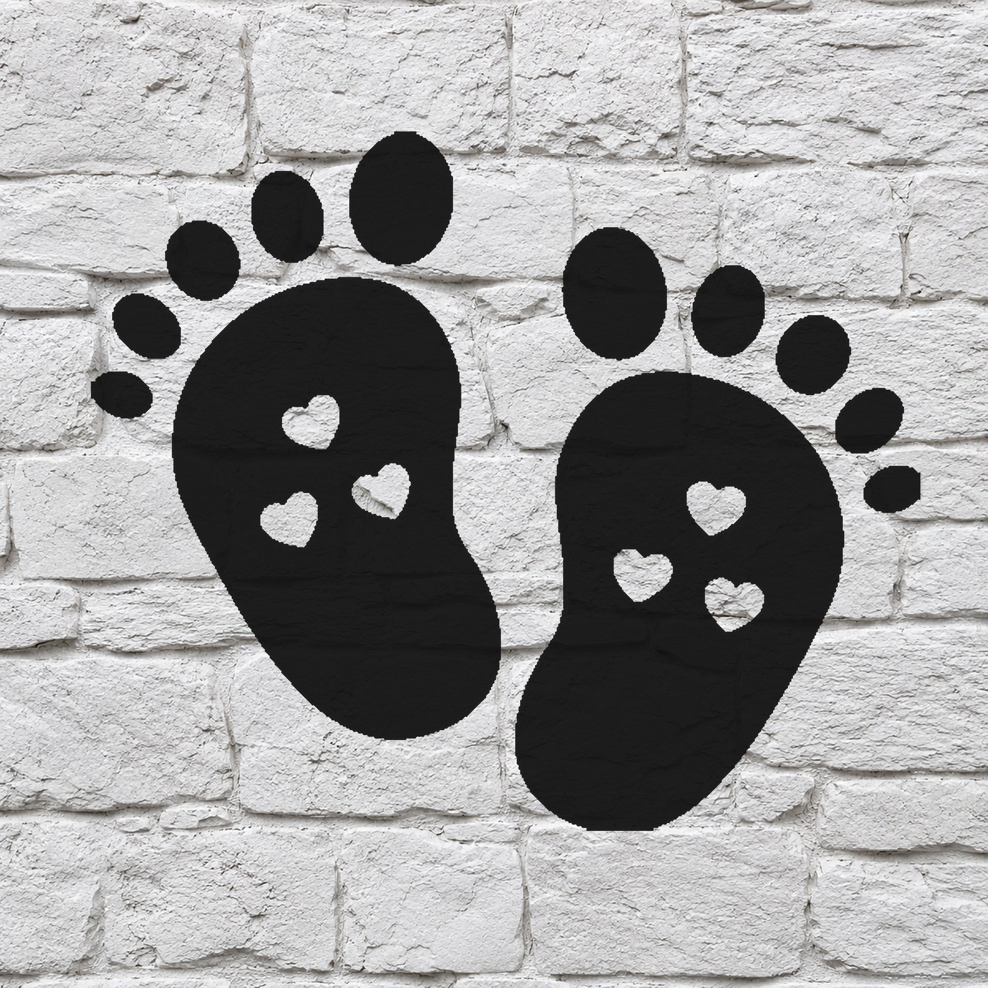 Baby Footprints with Heart Cutouts Reusable Mylar Stencil for Art and DIY Crafts Template