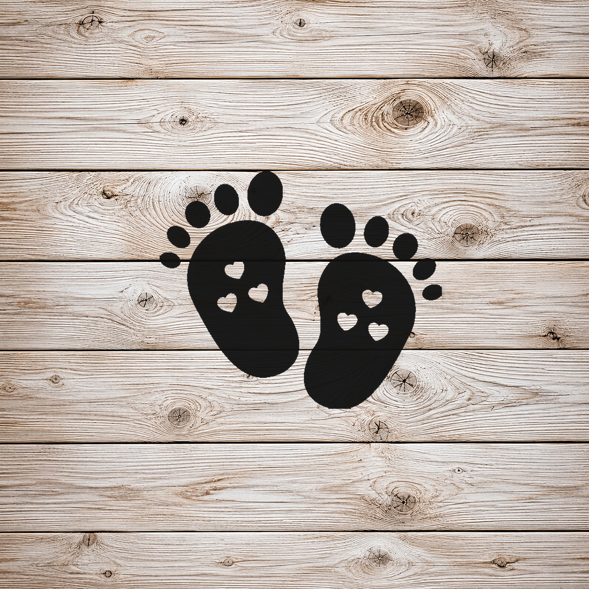 Baby Footprints with Heart Cutouts Reusable Mylar Stencil for Art and DIY Crafts Template