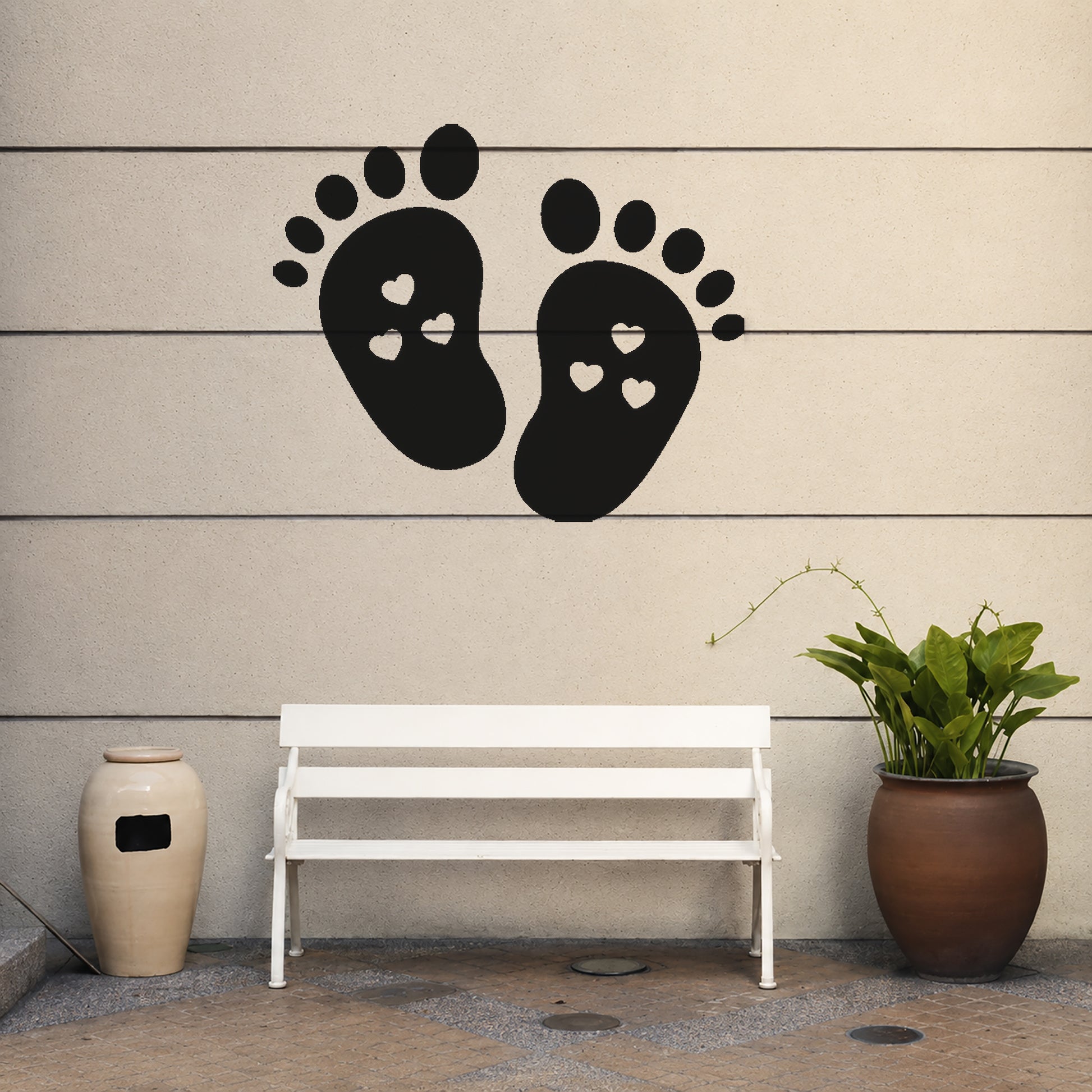 Baby Footprints with Heart Cutouts Reusable Mylar Stencil for Art and DIY Crafts Template