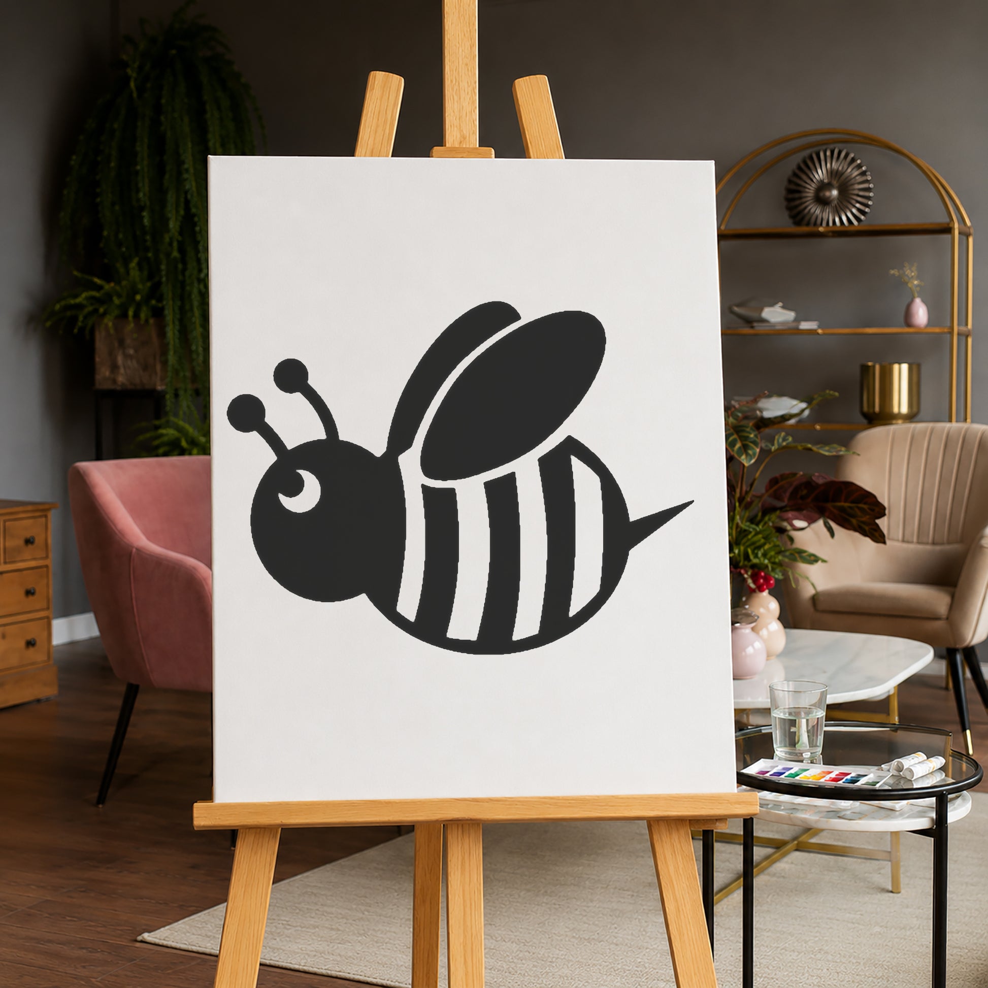 Cartoon Honey Bee with Wings Reusable Mylar Stencil for Art and DIY Crafts Template