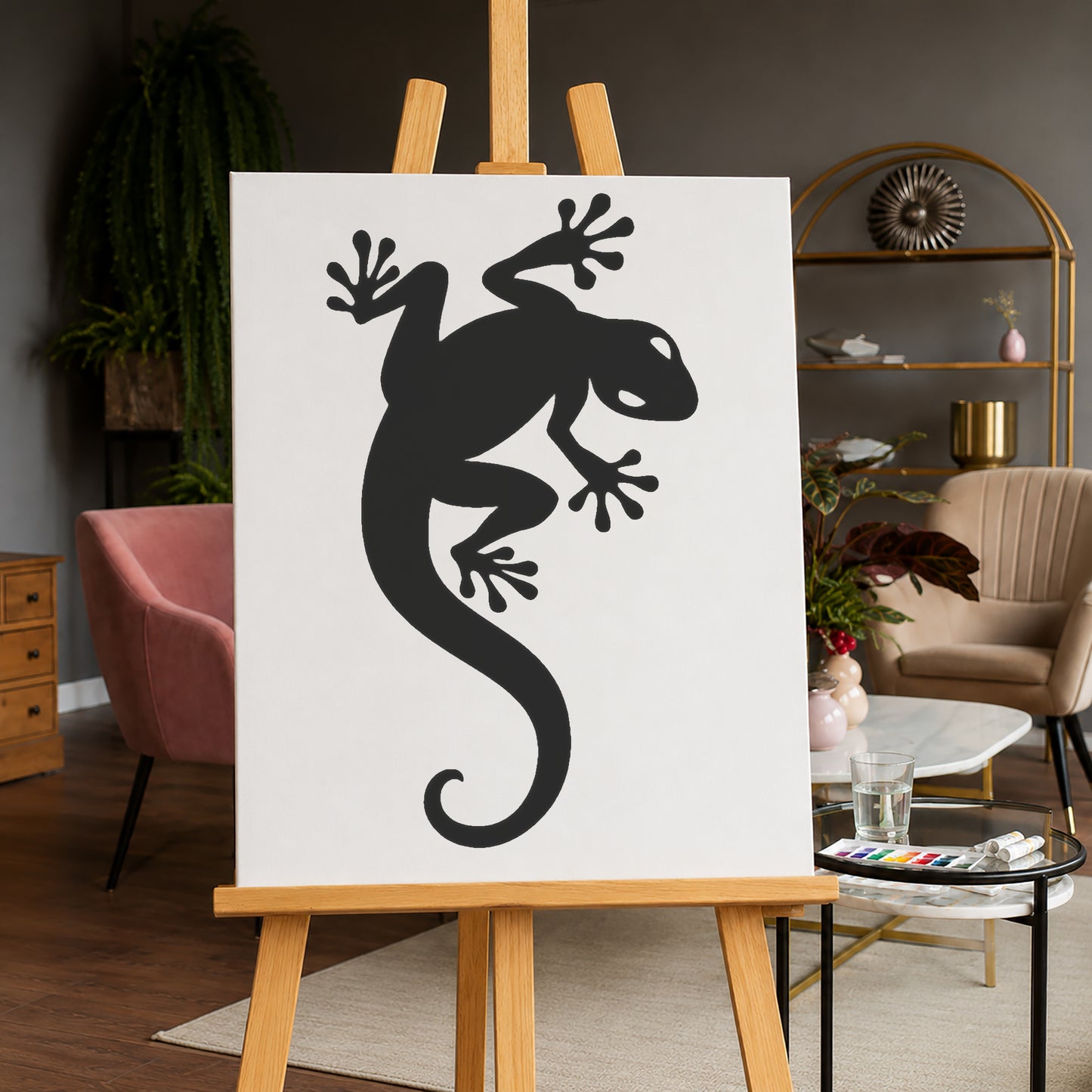 Climbing Gecko Wall Stencil for Art, Home Decor, DIY Crafts, Unique Gifts Template