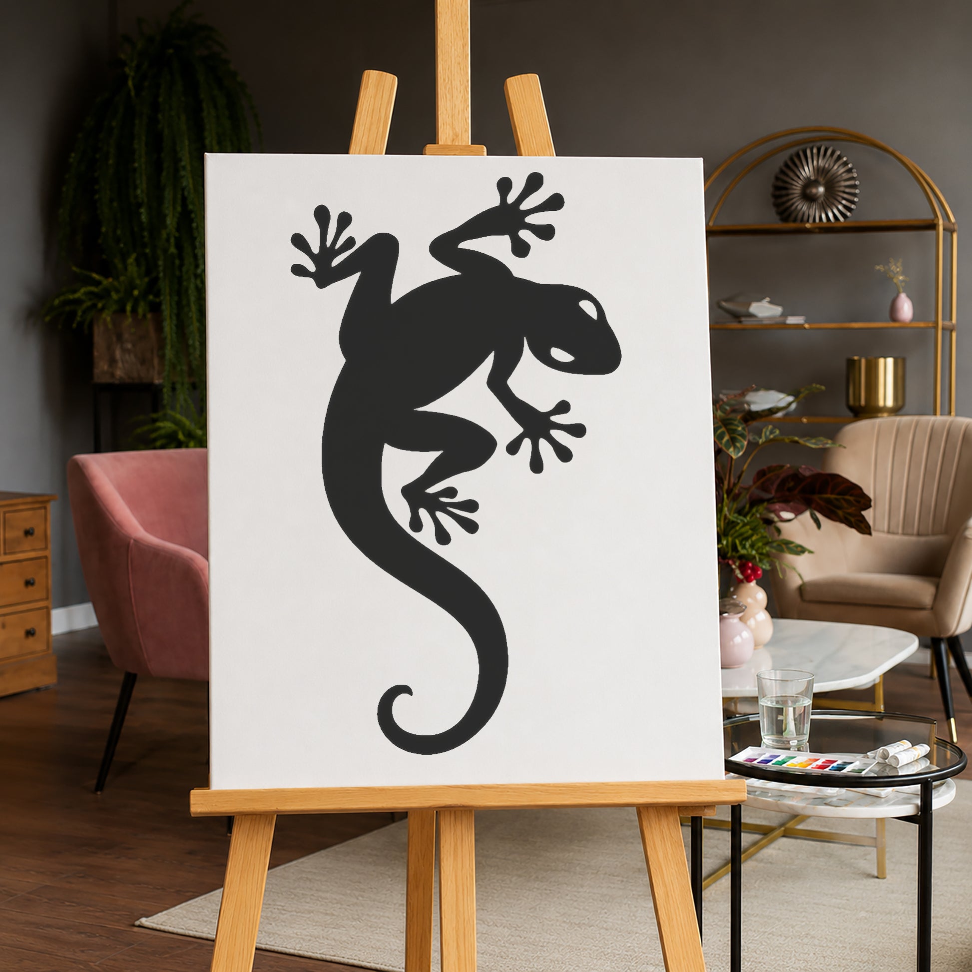 Climbing Gecko Wall Stencil for Art, Home Decor, DIY Crafts, Unique Gifts Template