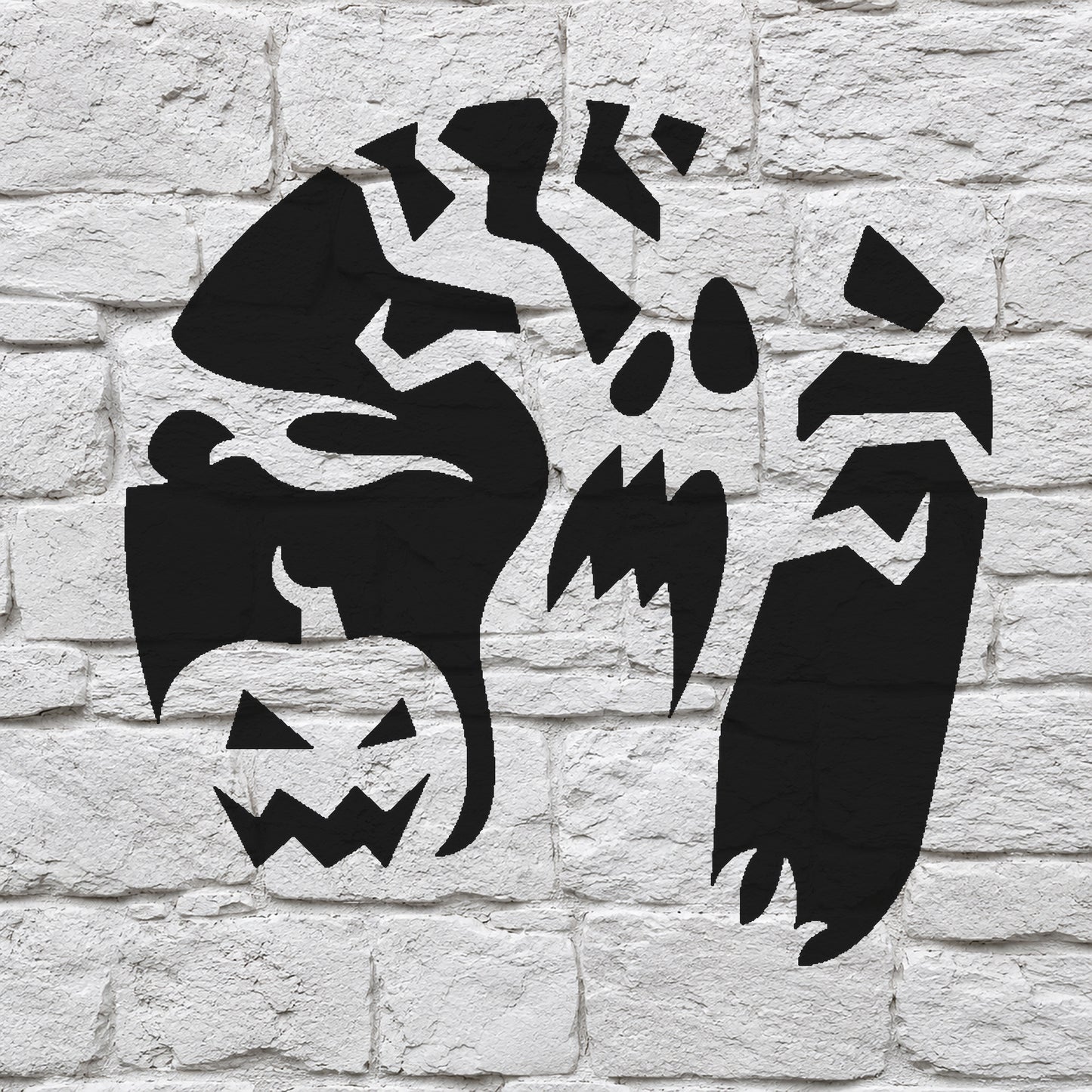 Creepy Pumpkin with Ghost Face Reusable Mylar Stencil for DIY Crafts and Home Decor Template