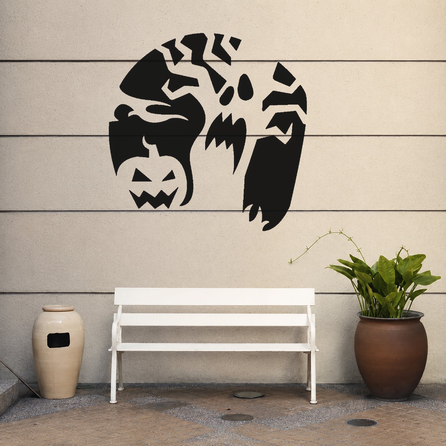 Creepy Pumpkin with Ghost Face Reusable Mylar Stencil for DIY Crafts and Home Decor Template