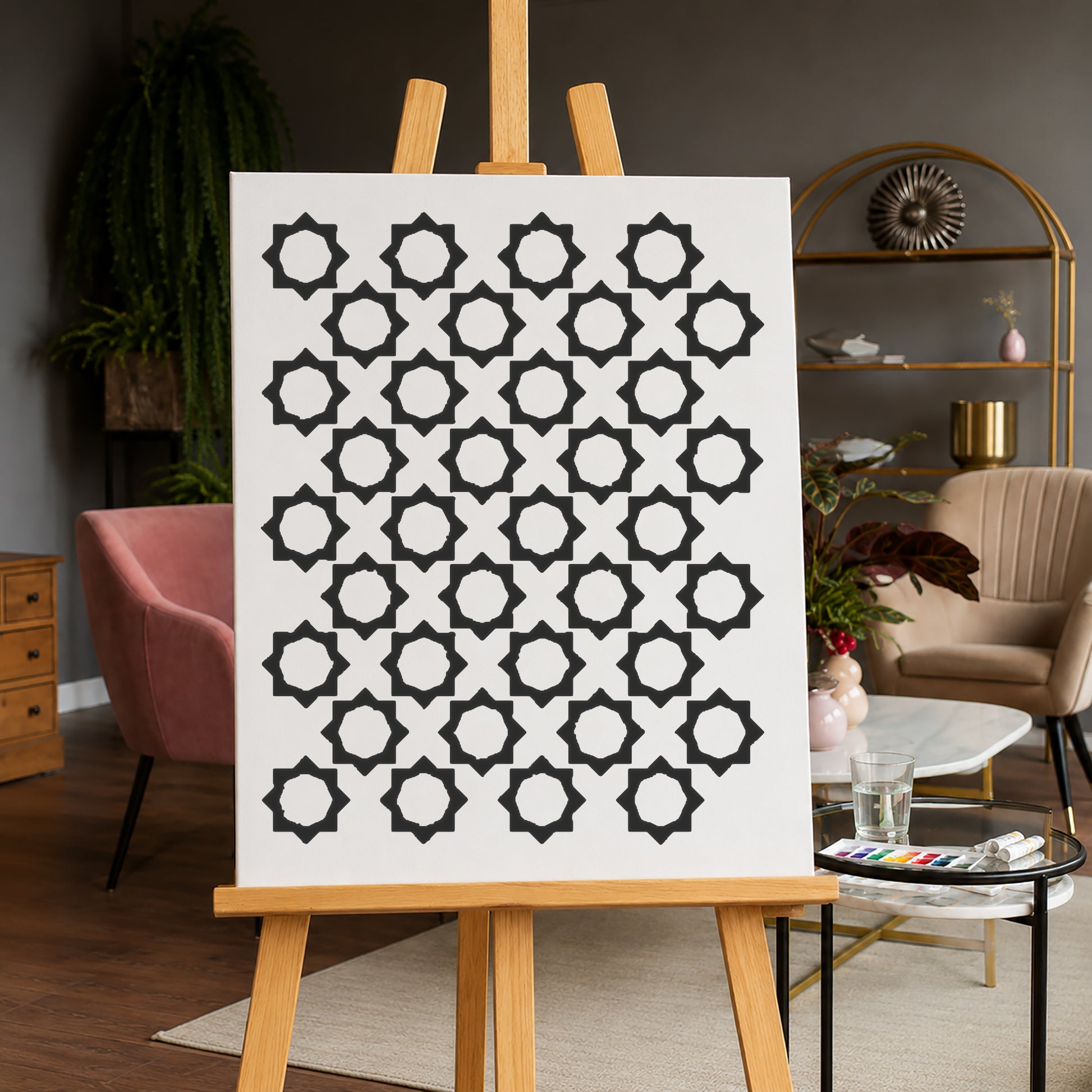 Eight-Pointed Star Reusable Mylar Stencil for Art, Home Decor, and DIY Crafts Template