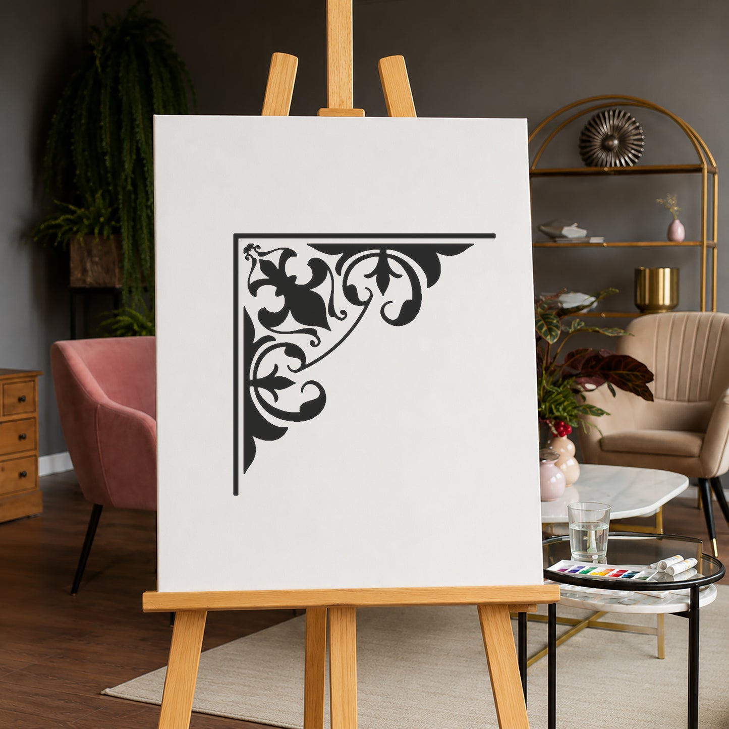 Floral Corner Decoration Mylar Stencil for Art, Home Decor, DIY Crafts, Unique Gifts Template