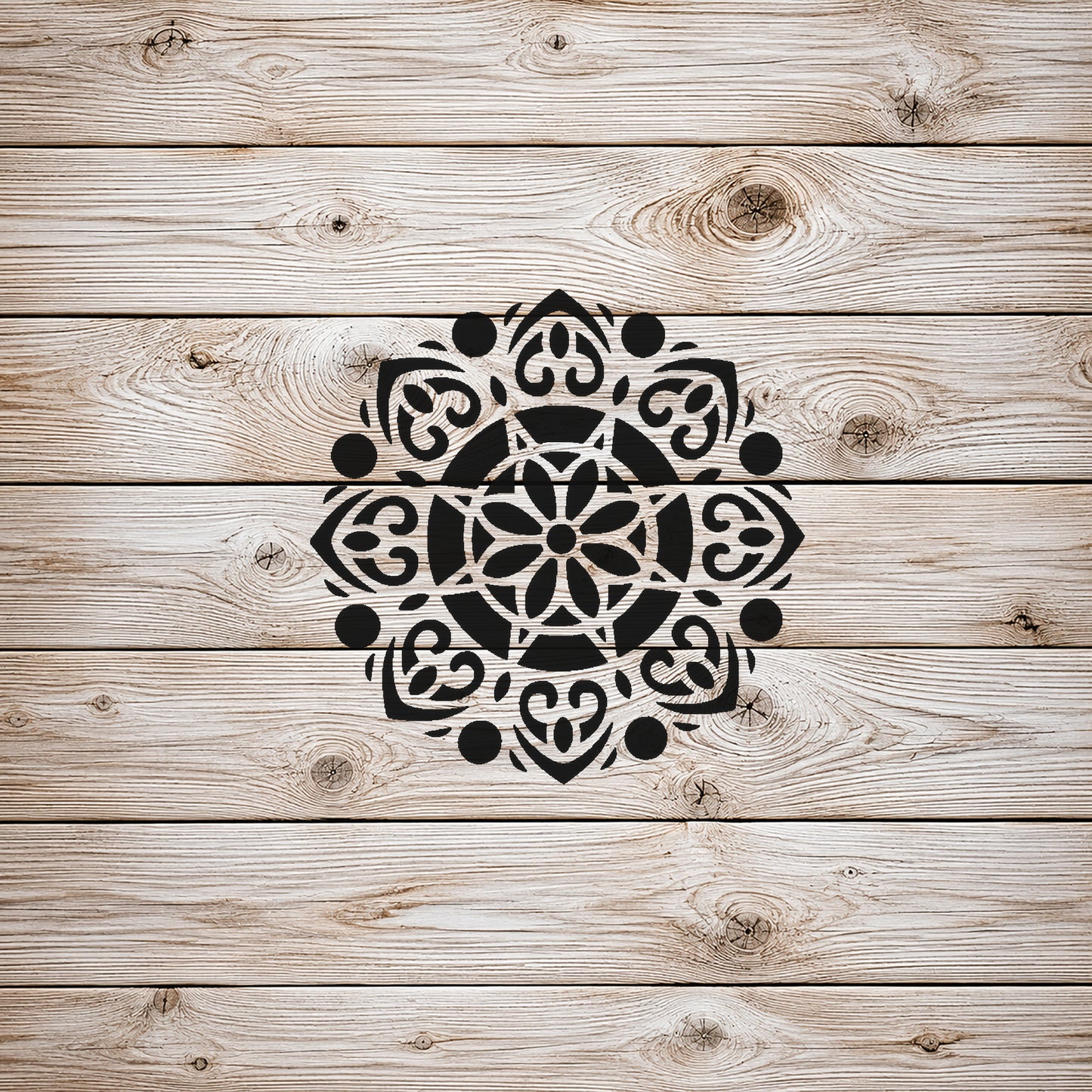 Floral Mandala with Hearts Reusable Mylar Stencil for Art and DIY Crafts Template