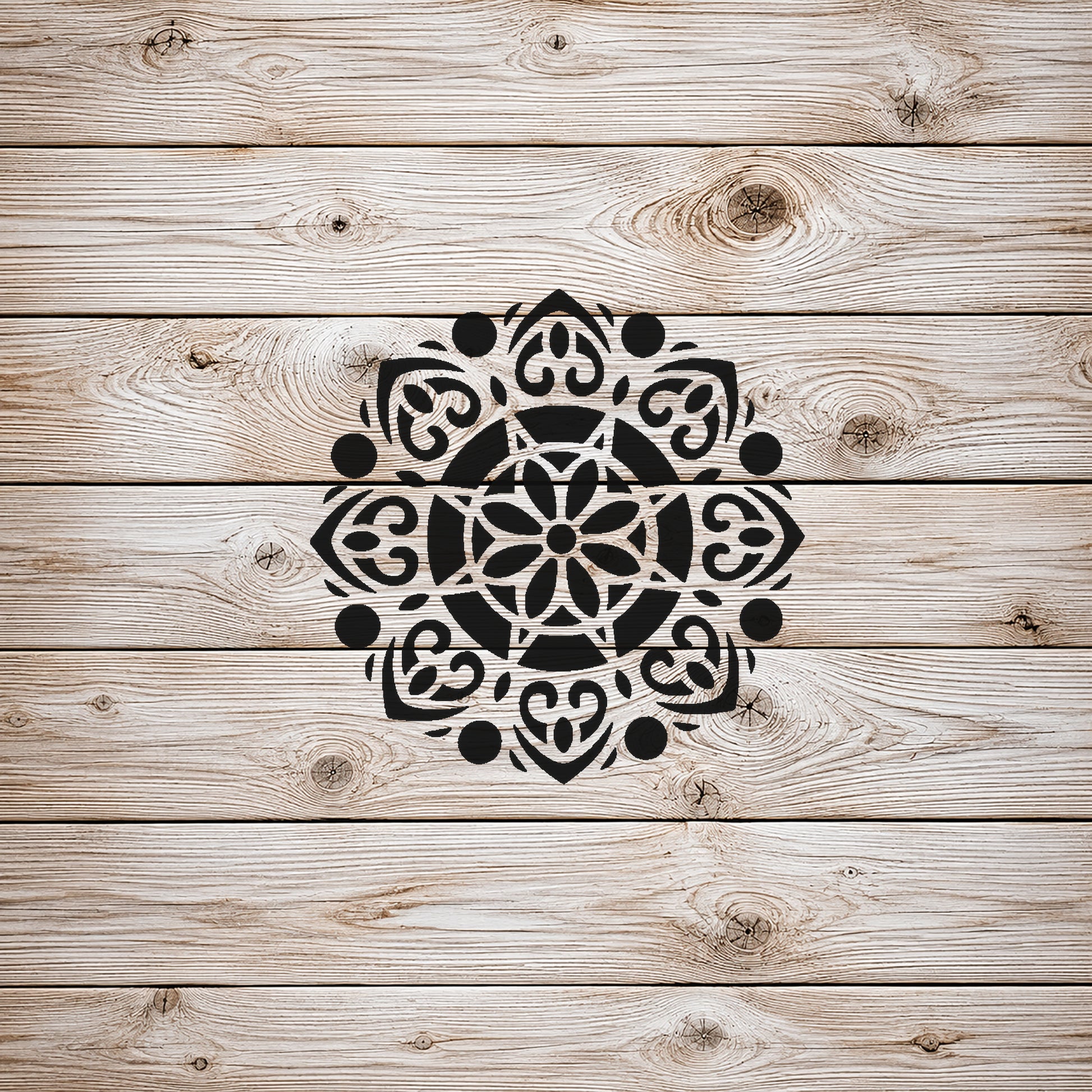 Floral Mandala with Hearts Reusable Mylar Stencil for Art and DIY Crafts Template