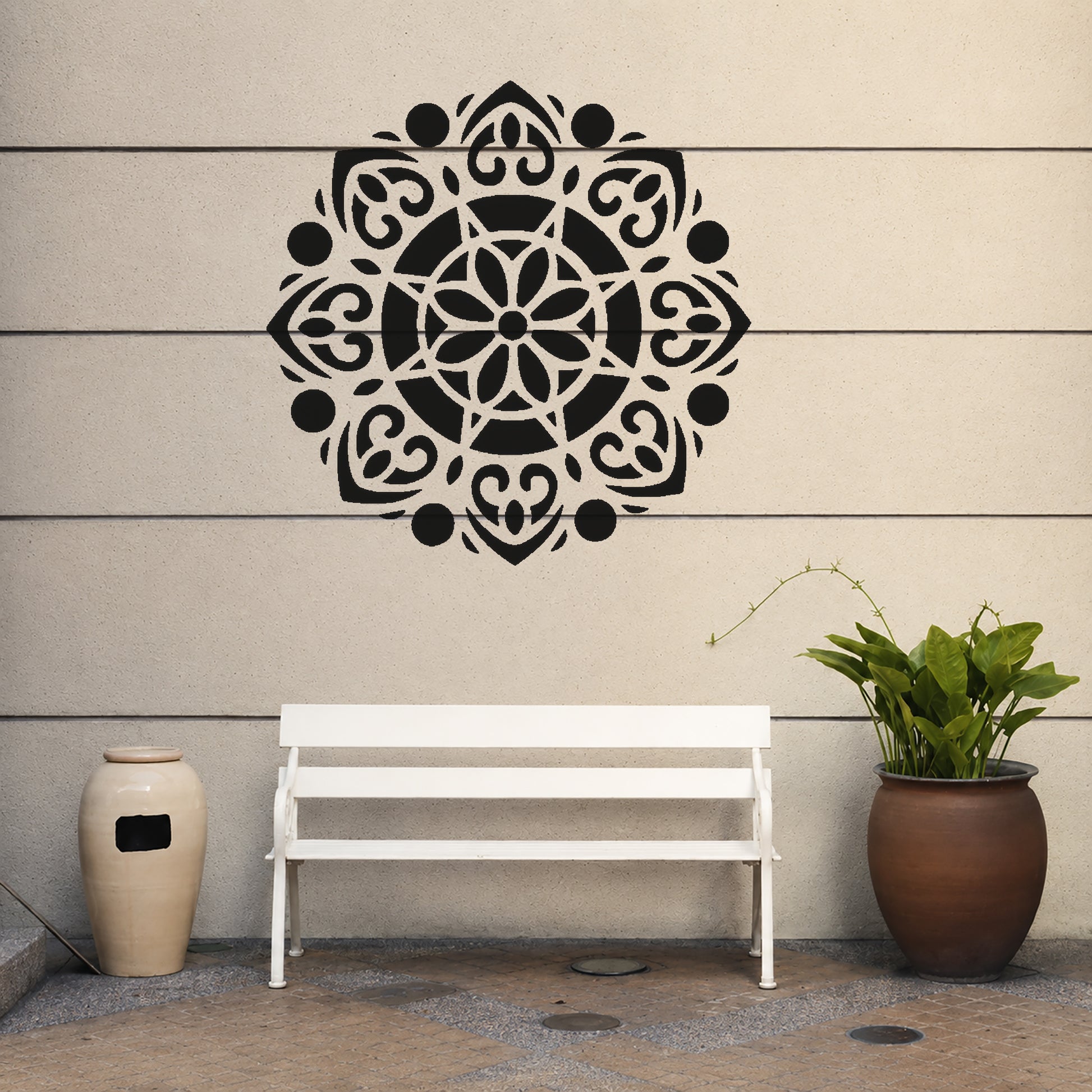 Floral Mandala with Hearts Reusable Mylar Stencil for Art and DIY Crafts Template
