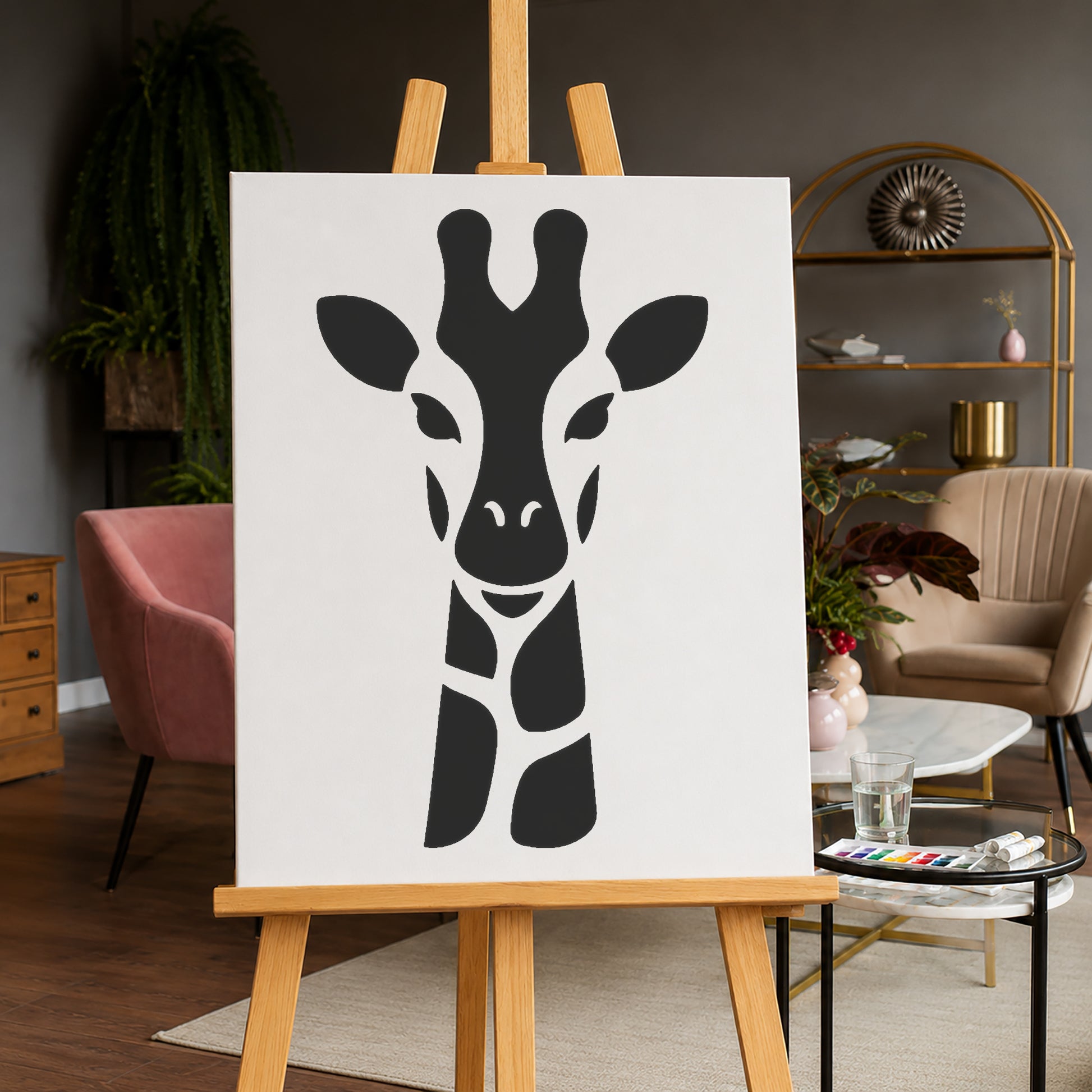 Giraffe Head Close Up Reusable Mylar Stencil for Art, Home Decor, and DIY Crafts Template
