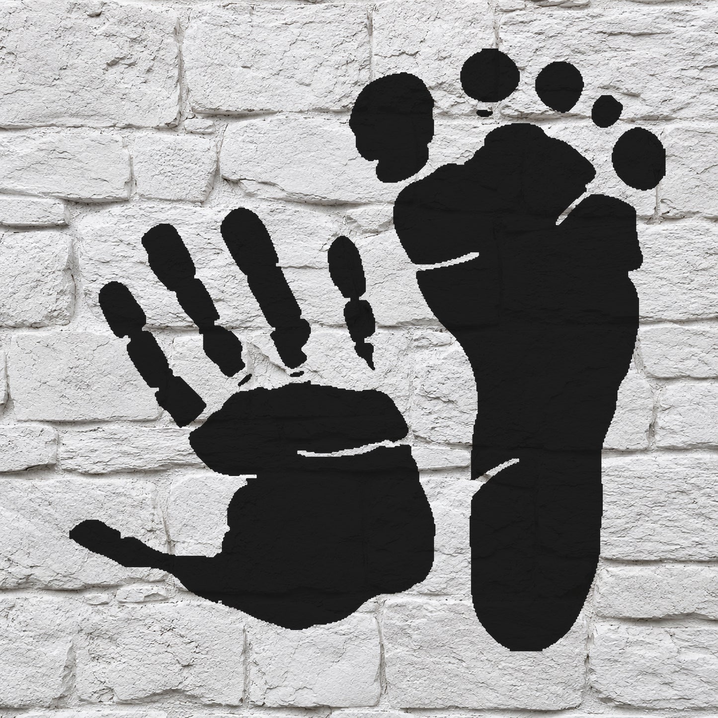 Handprint and Footprint Together Reusable Mylar Stencil for Art and DIY Crafts Template