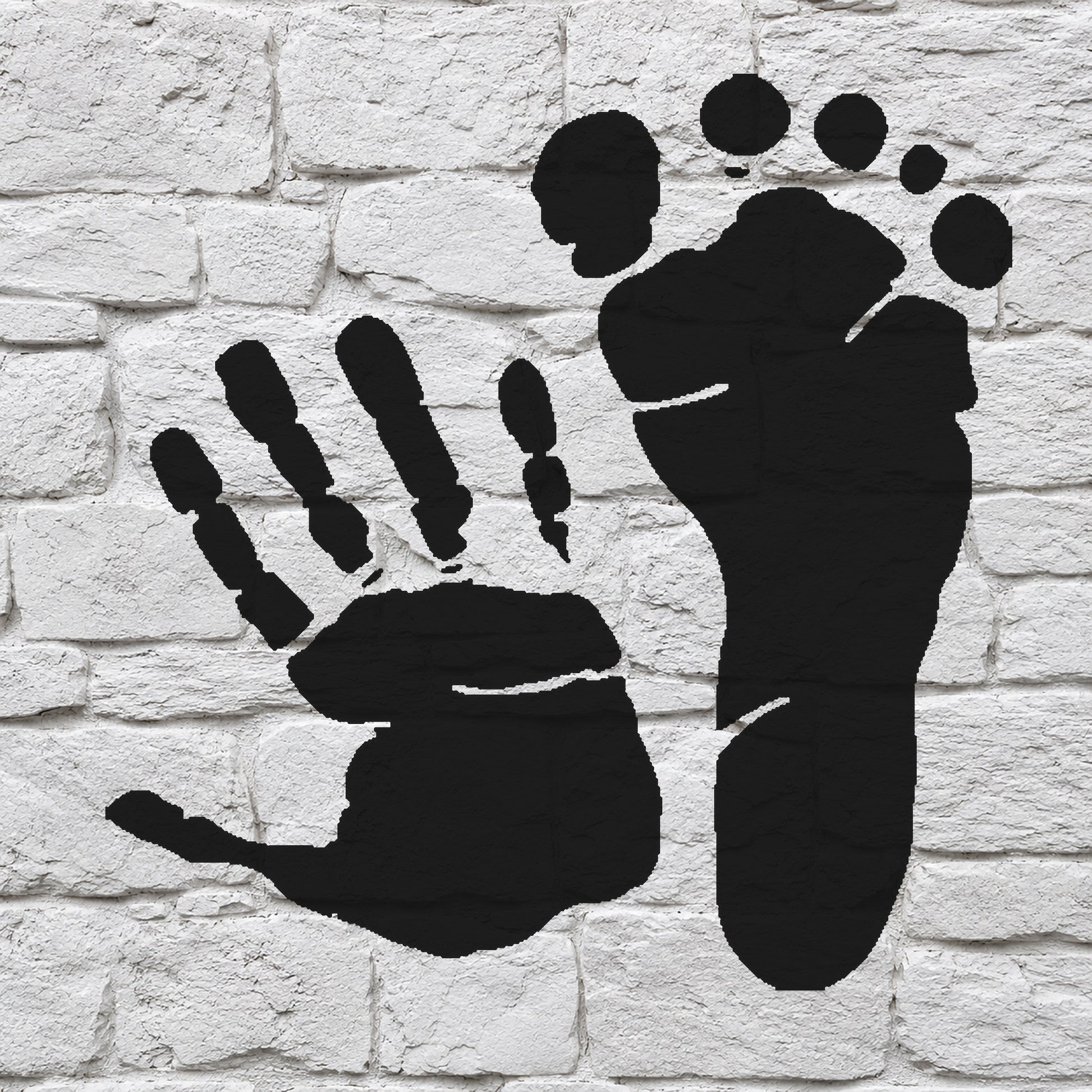 Handprint and Footprint Together Reusable Mylar Stencil for Art and DIY Crafts Template
