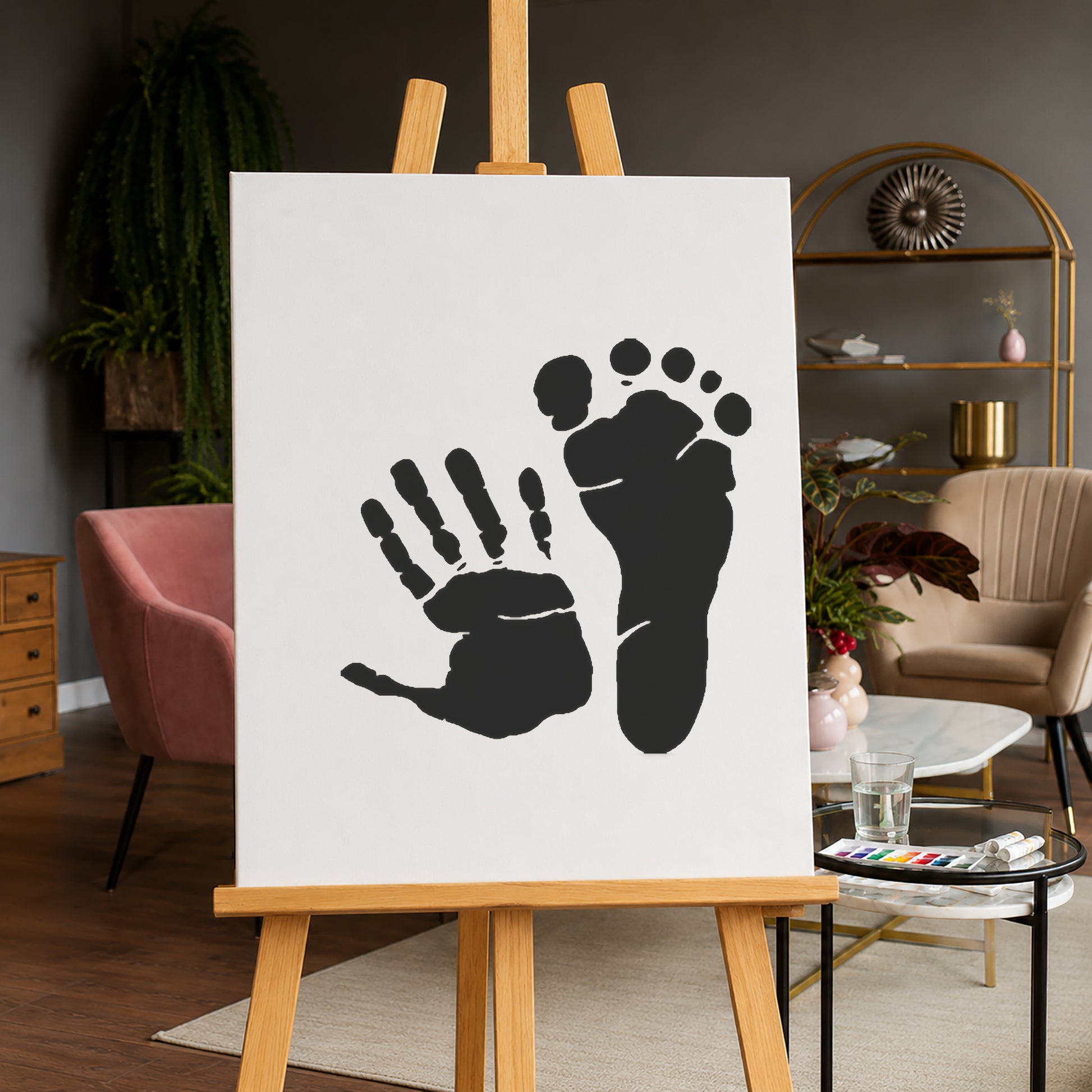 Handprint and Footprint Together Reusable Mylar Stencil for Art and DIY Crafts Template