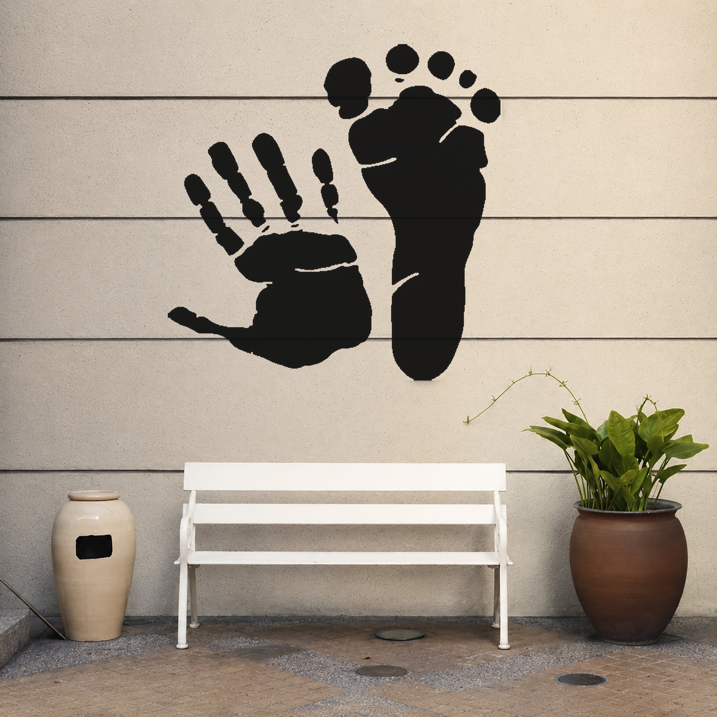 Handprint and Footprint Together Reusable Mylar Stencil for Art and DIY Crafts Template