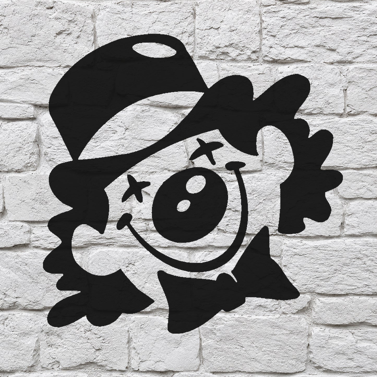 Happy Clown Face with Top Hat Reusable Mylar Stencil for Art and DIY Crafts Template