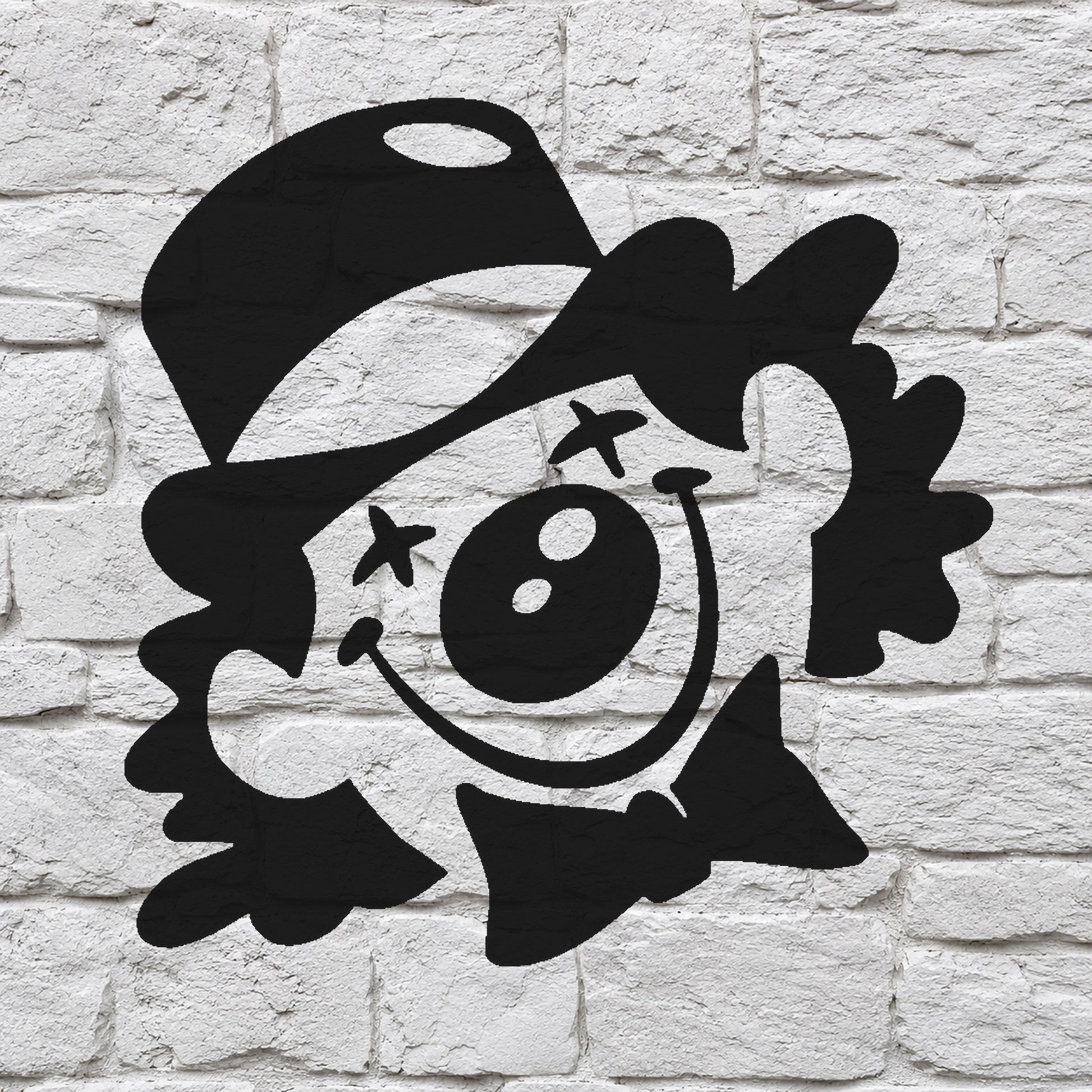 Happy Clown Face with Top Hat Reusable Mylar Stencil for Art and DIY Crafts Template