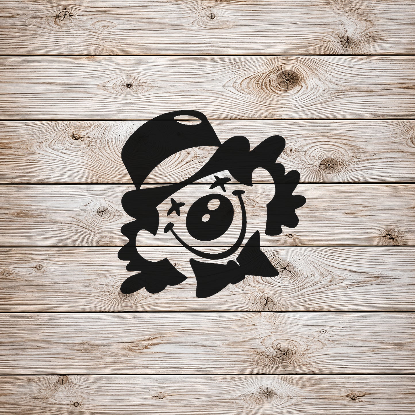 Happy Clown Face with Top Hat Reusable Mylar Stencil for Art and DIY Crafts Template