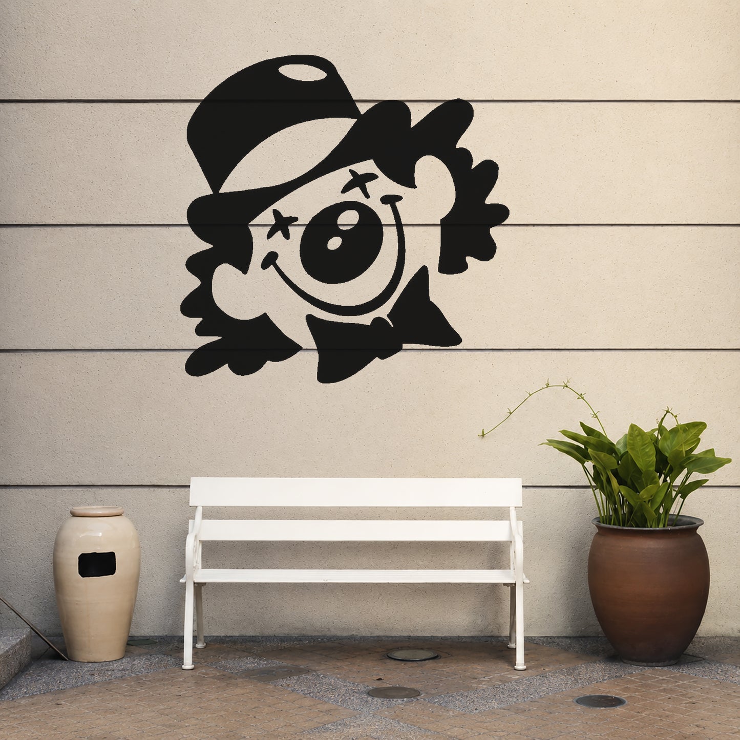Happy Clown Face with Top Hat Reusable Mylar Stencil for Art and DIY Crafts Template