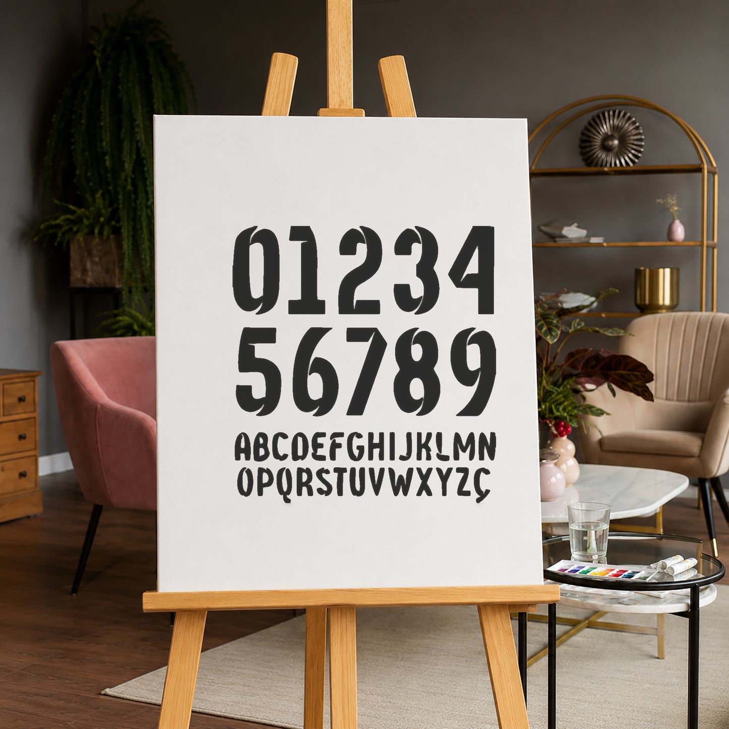 Large Bold Numbers and Letters Reusable Mylar Stencil for Art and DIY Crafts Template
