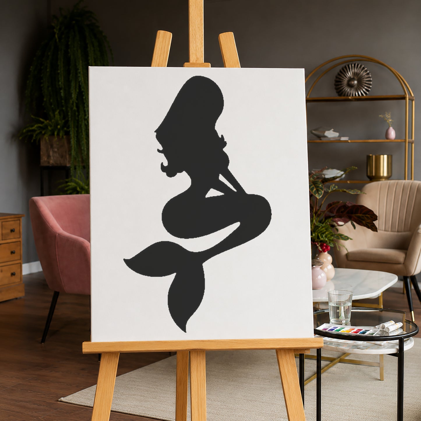 Mermaid Sitting with Long Hair Reusable Mylar Stencil for Art and DIY Crafts Template