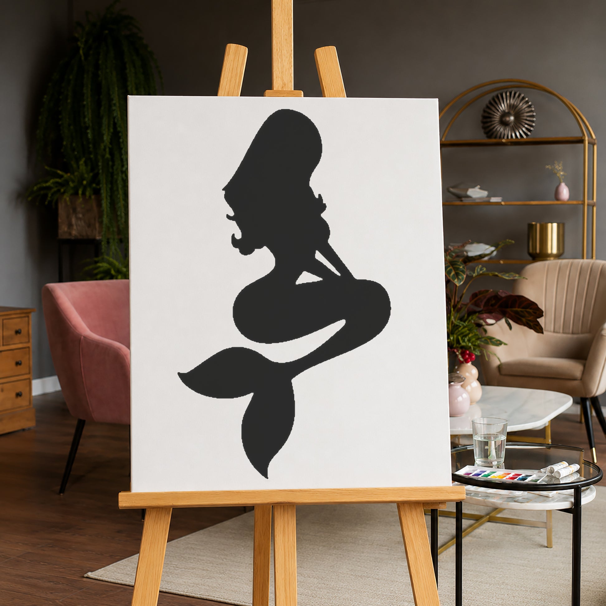 Mermaid Sitting with Long Hair Reusable Mylar Stencil for Art and DIY Crafts Template