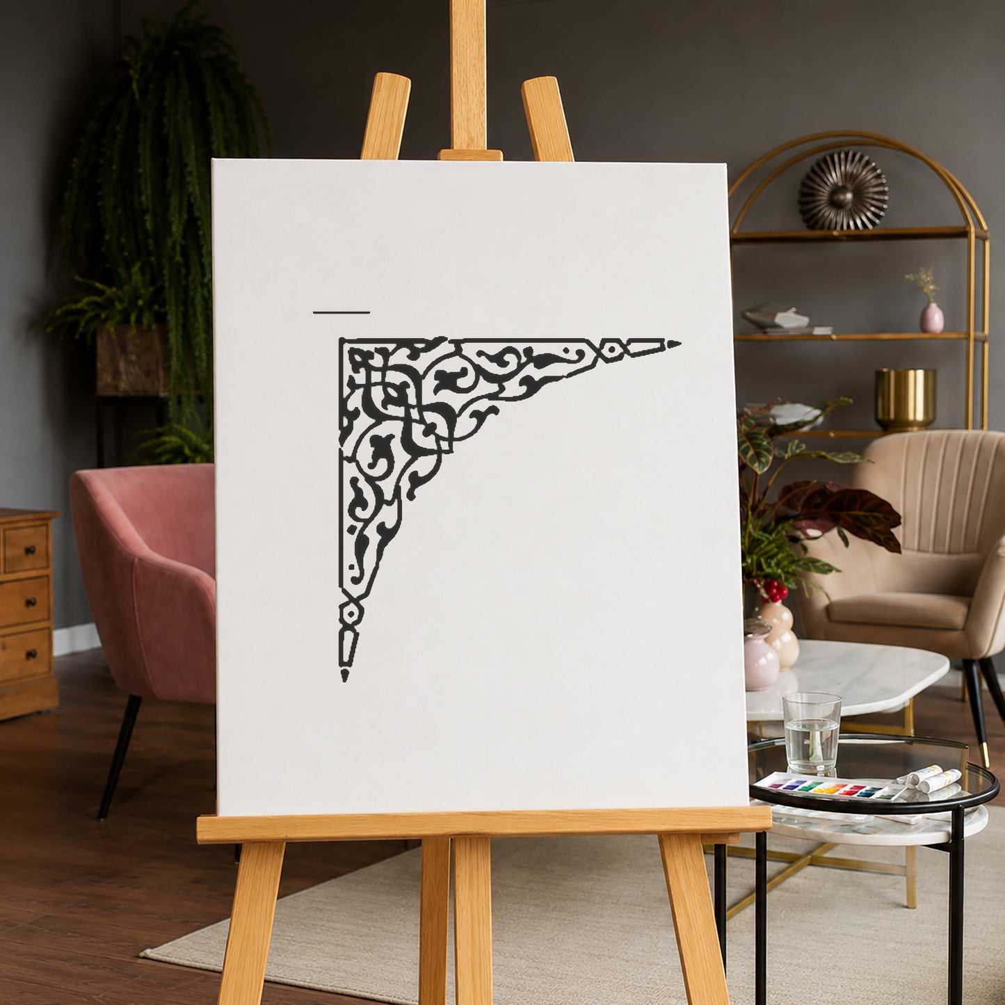 Ornate Corner Floral Decoration Reusable Mylar Stencil for Art and DIY Crafts Template