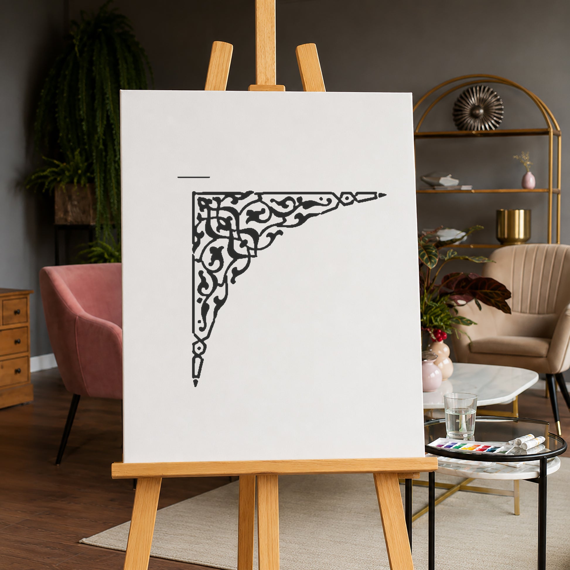 Ornate Corner Floral Decoration Reusable Mylar Stencil for Art and DIY Crafts Template