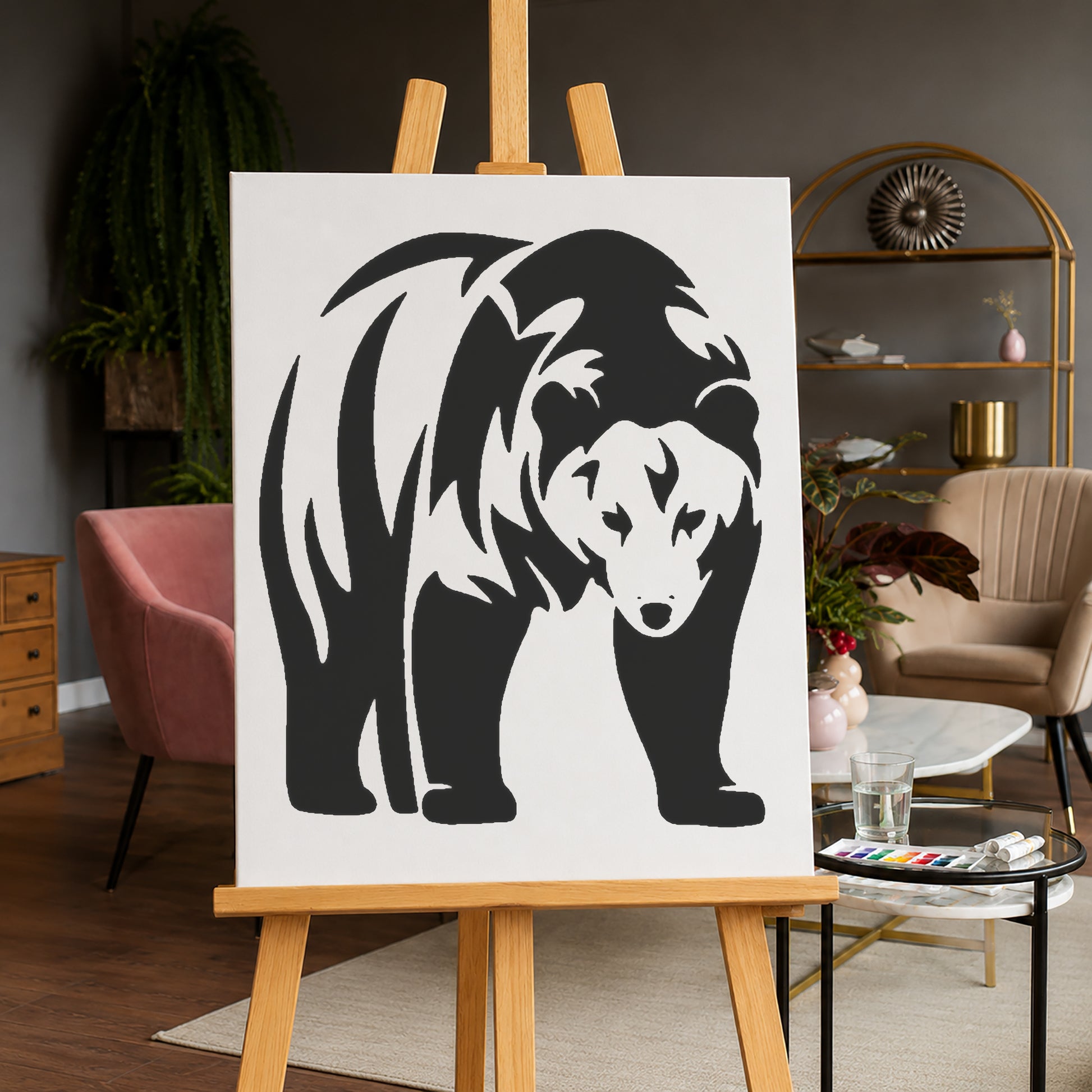 Standing Bear Front View Reusable Mylar Stencil for Art, Home Decor & DIY Crafts Template
