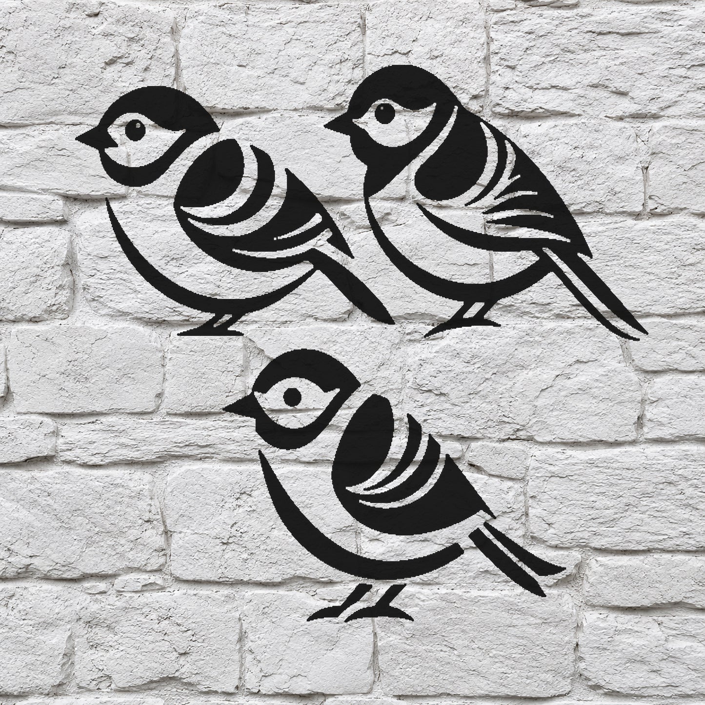Three Small Birds Profile View Reusable Mylar Stencil for Art and DIY Crafts Template
