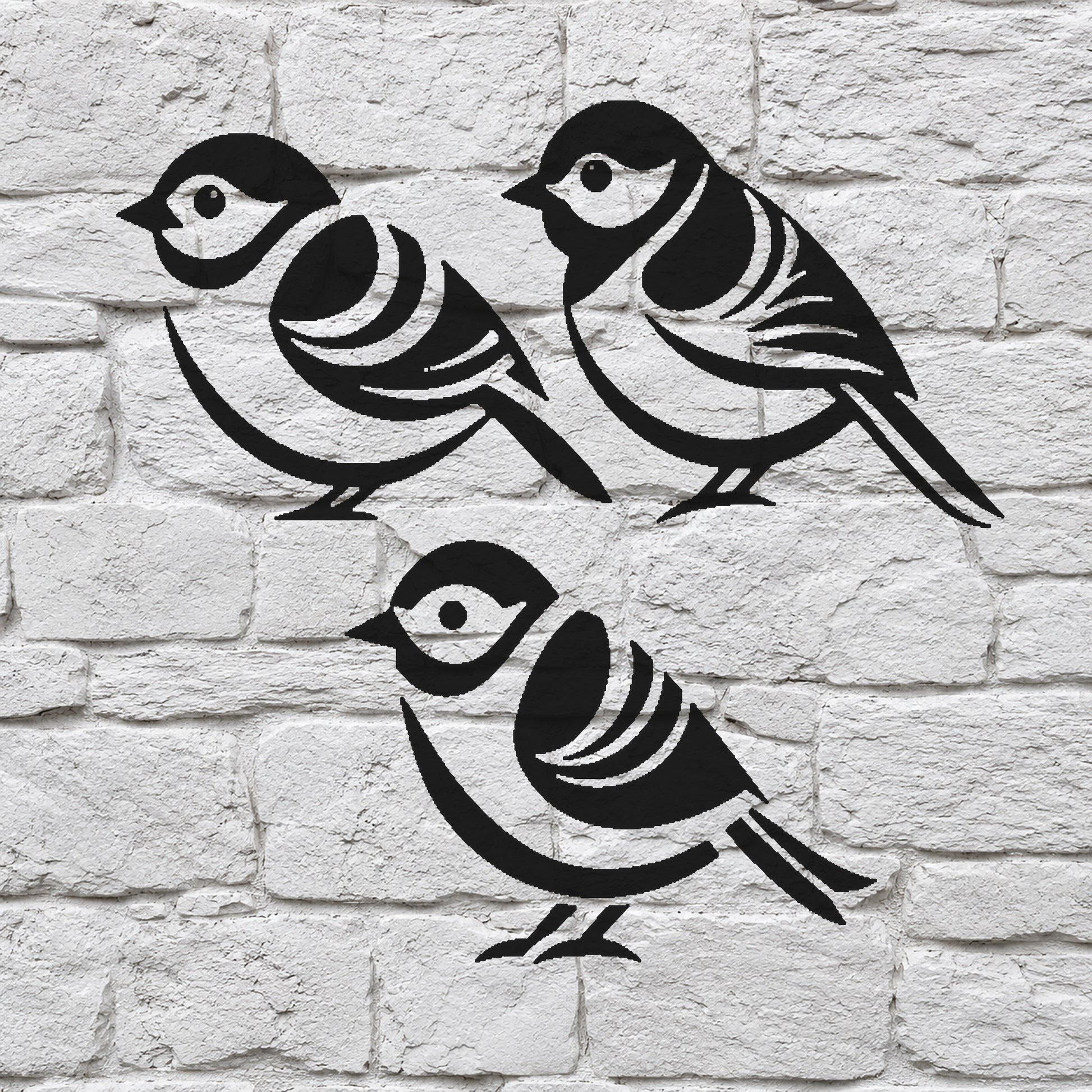 Three Small Birds Profile View Reusable Mylar Stencil for Art and DIY Crafts Template