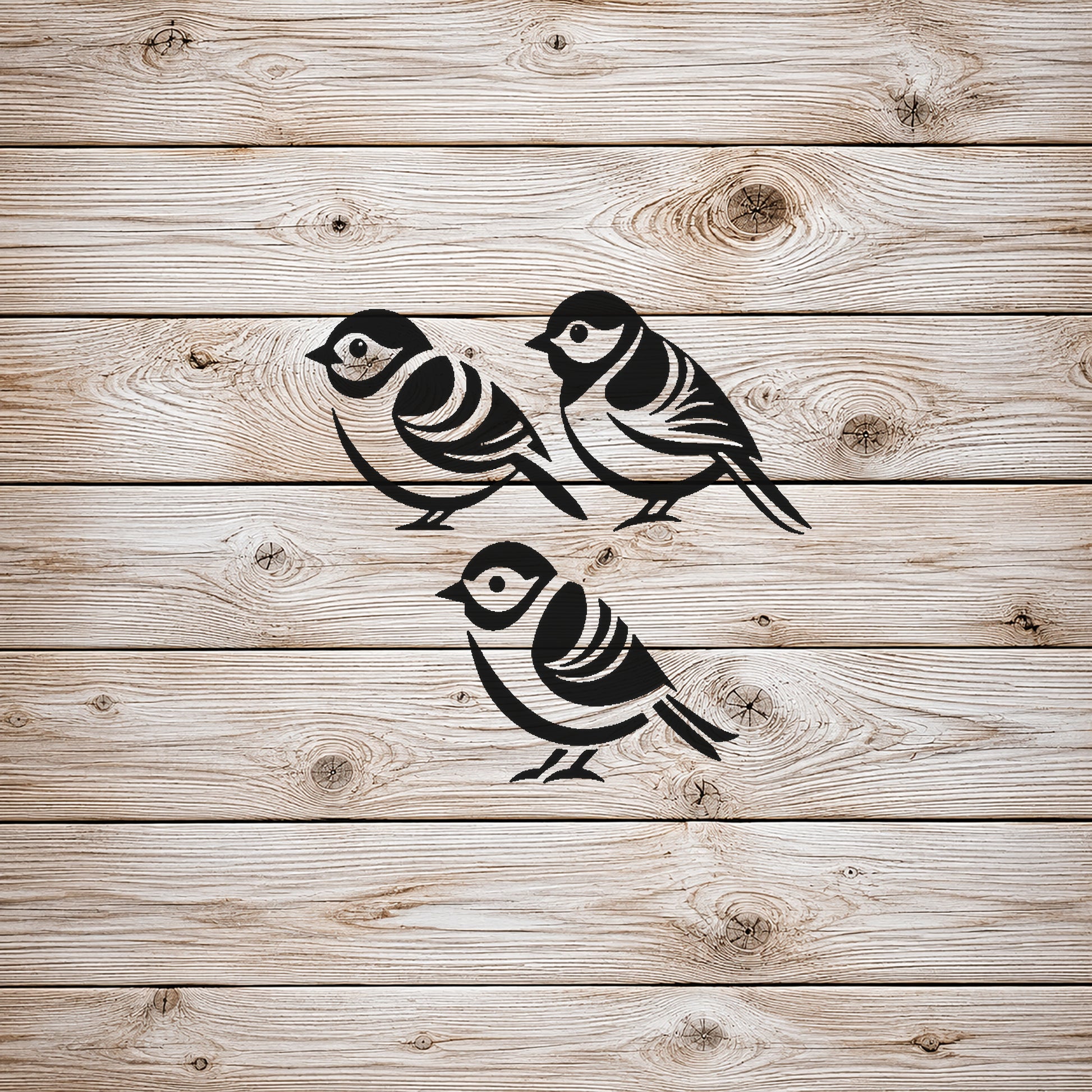Three Small Birds Profile View Reusable Mylar Stencil for Art and DIY Crafts Template