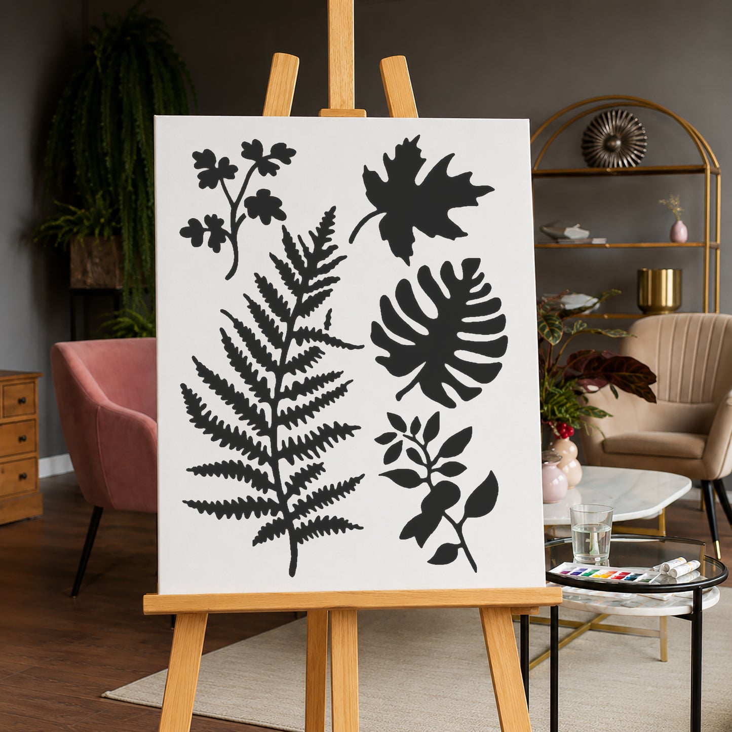 Various Types of Leaves and Ferns Reusable Mylar Stencil for Art and DIY Crafts Template