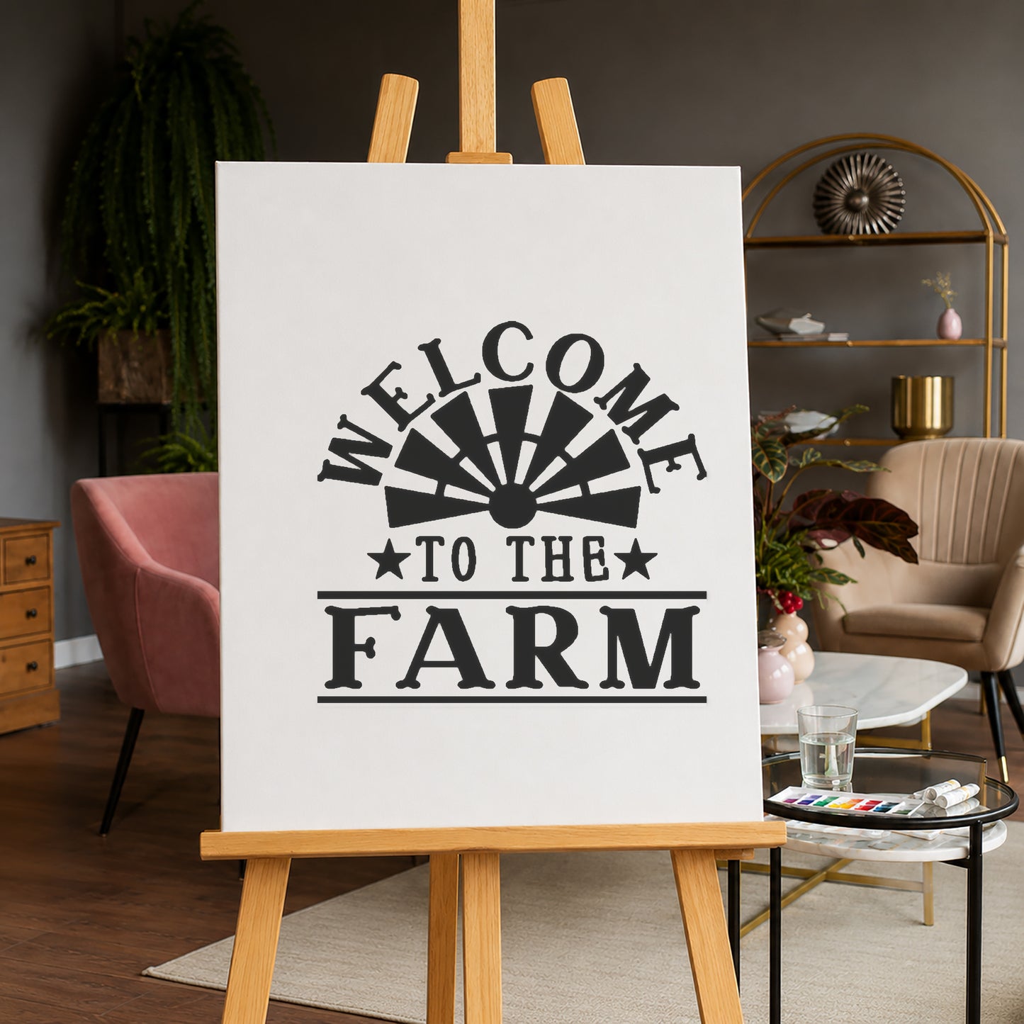 Welcome to the Farm Sign Reusable Mylar Stencil for Home Decor and DIY Crafts Template